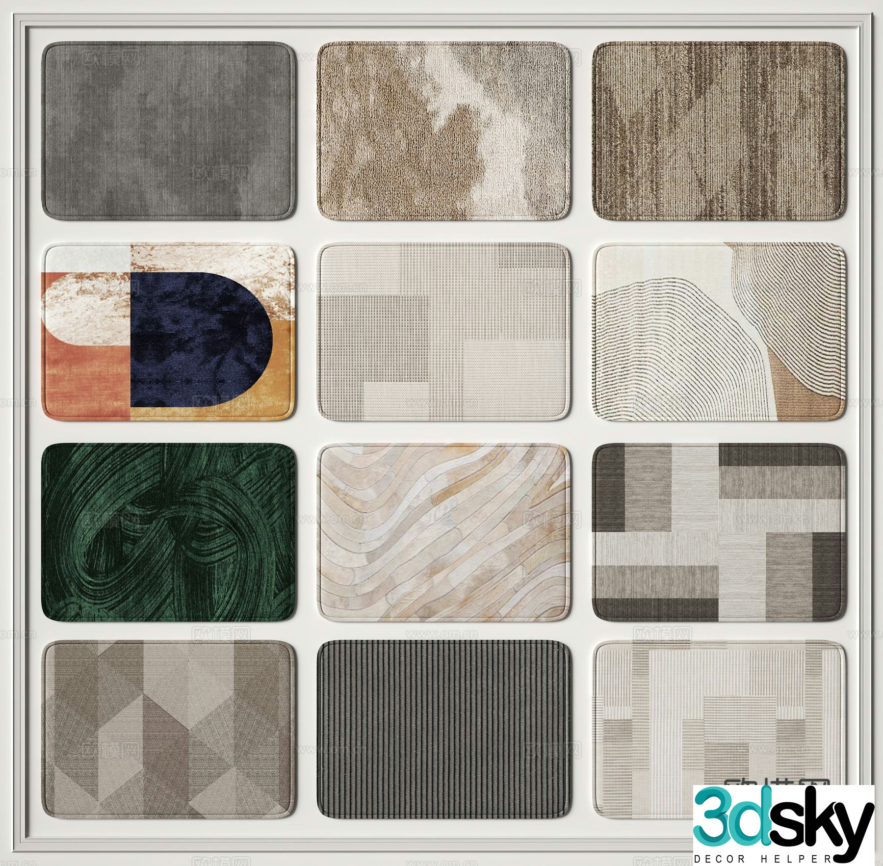 abstract carpet square rug 3d model
