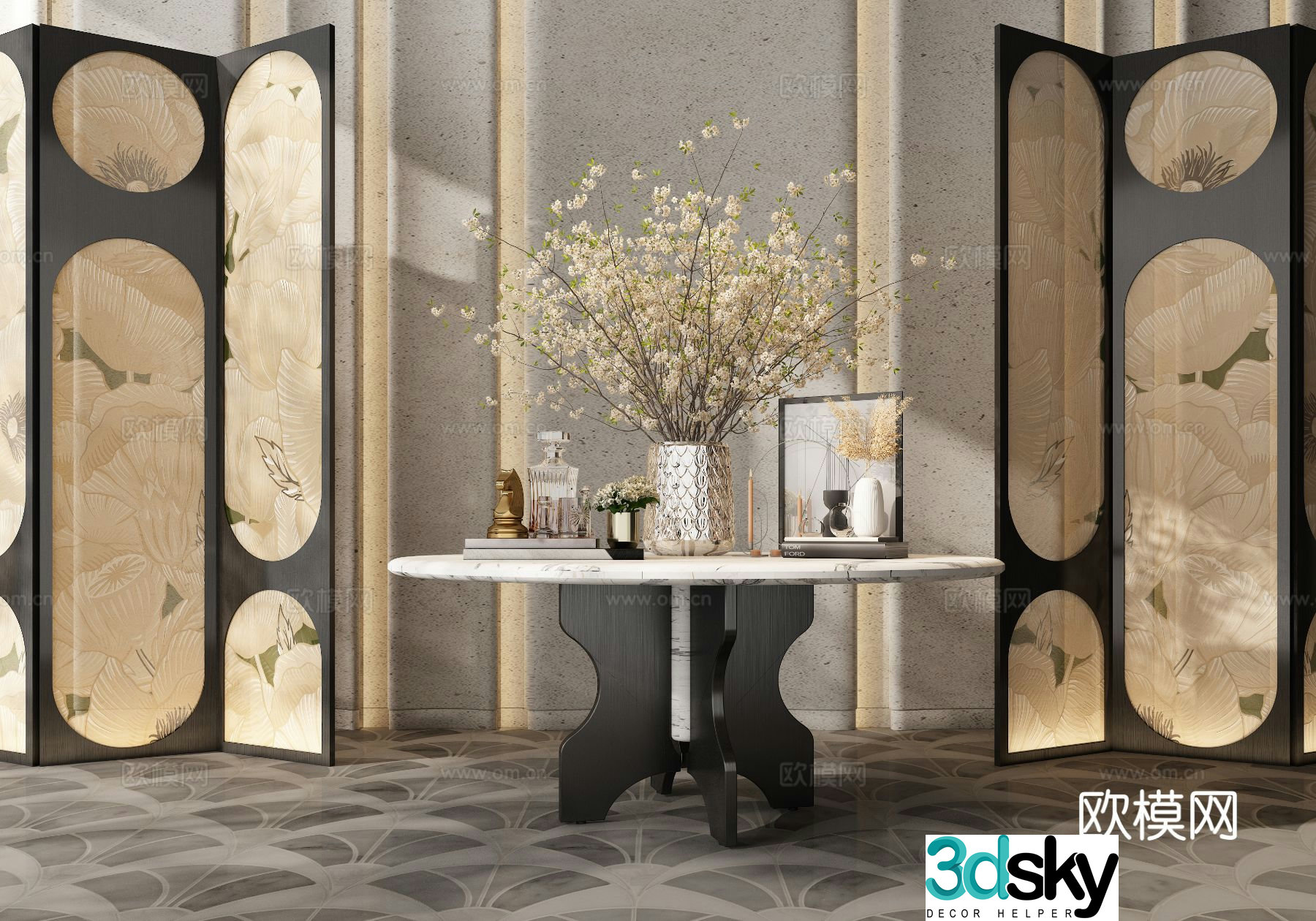 3D model of hotel end view deck