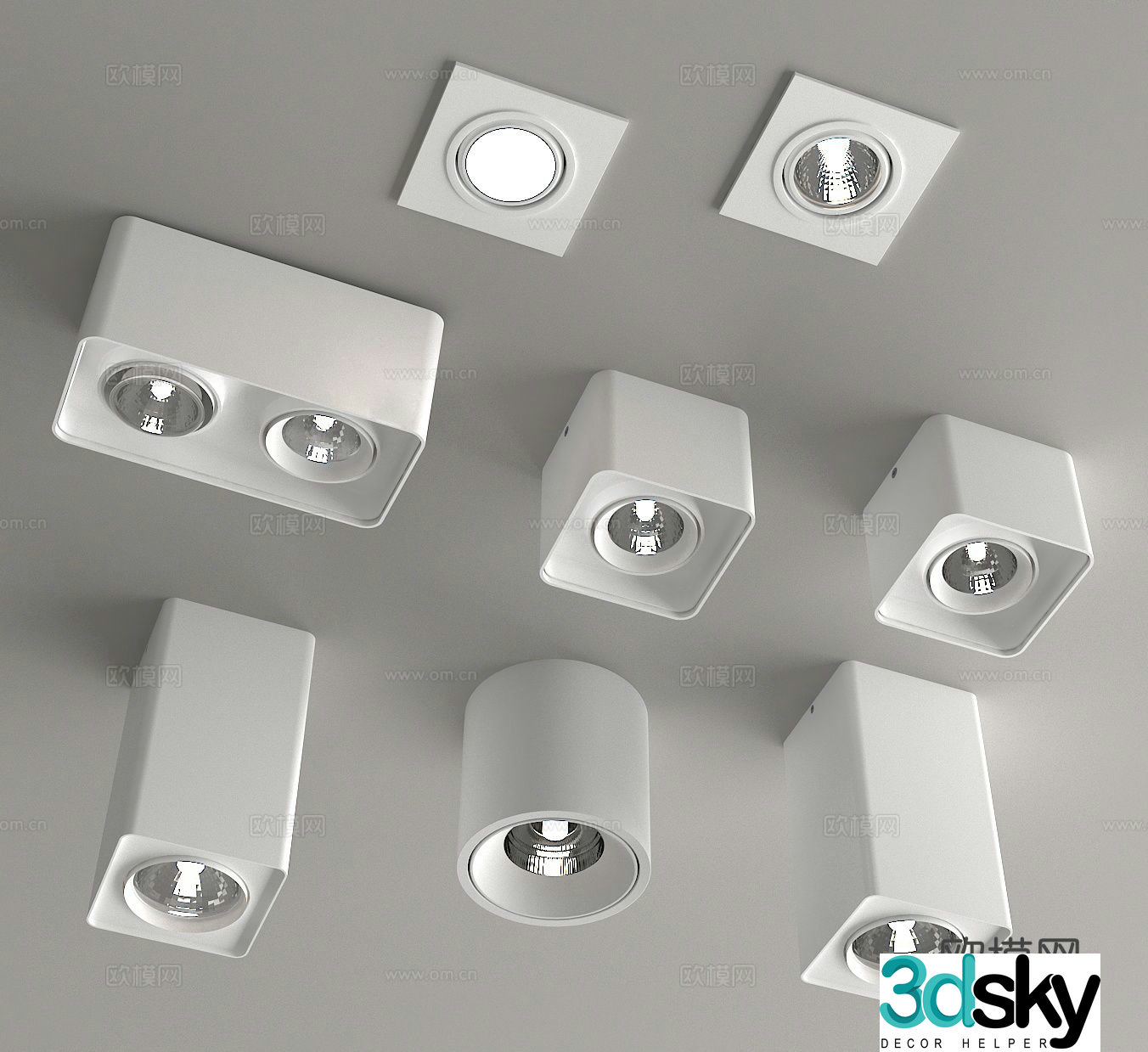 Surface mounted downlight spotlight magnetic light track light 3D model
