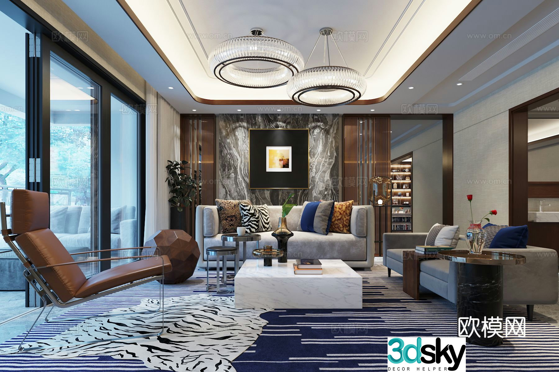 Light luxury living room 3D model