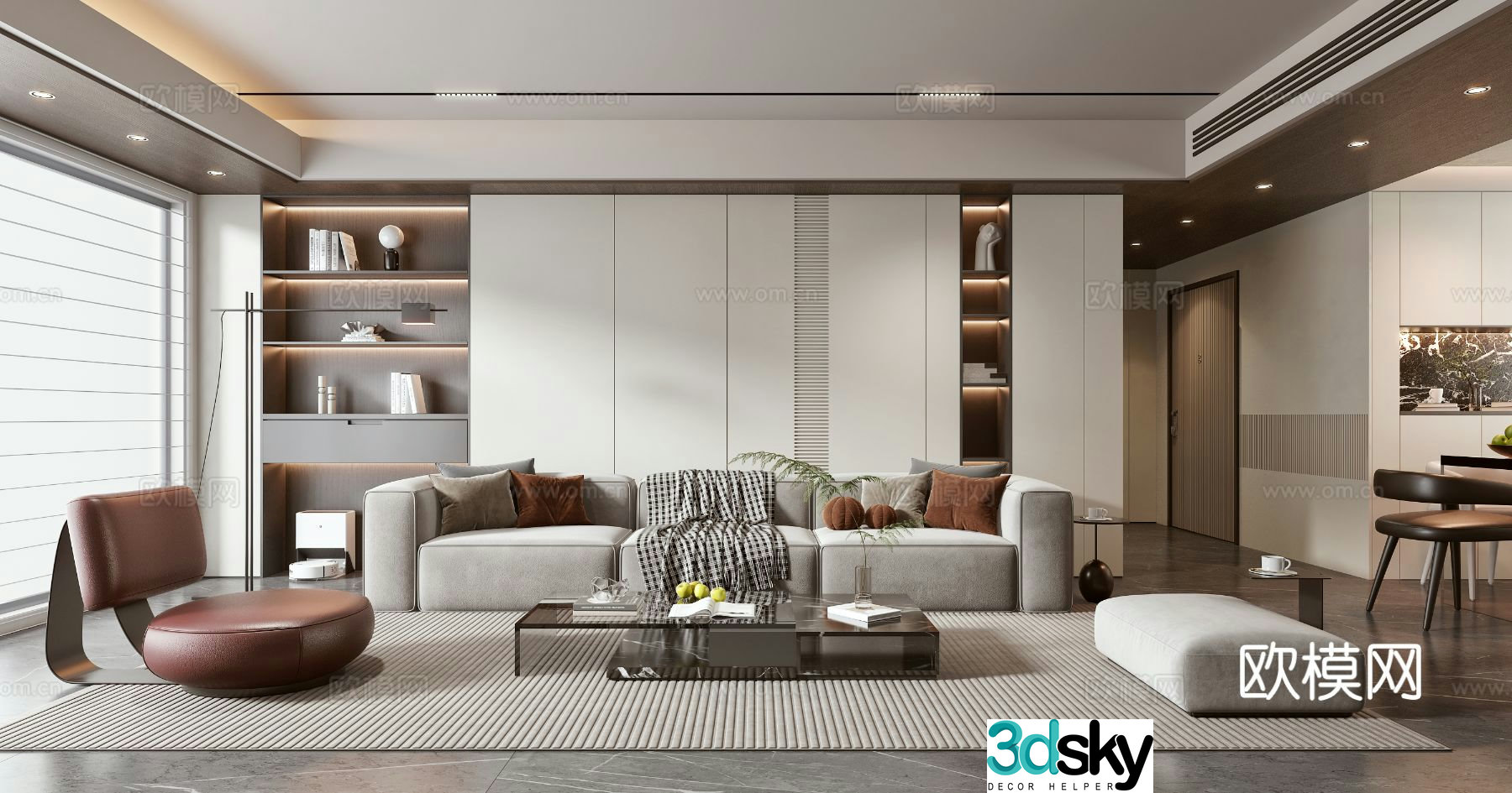 Light luxury living room 3D model