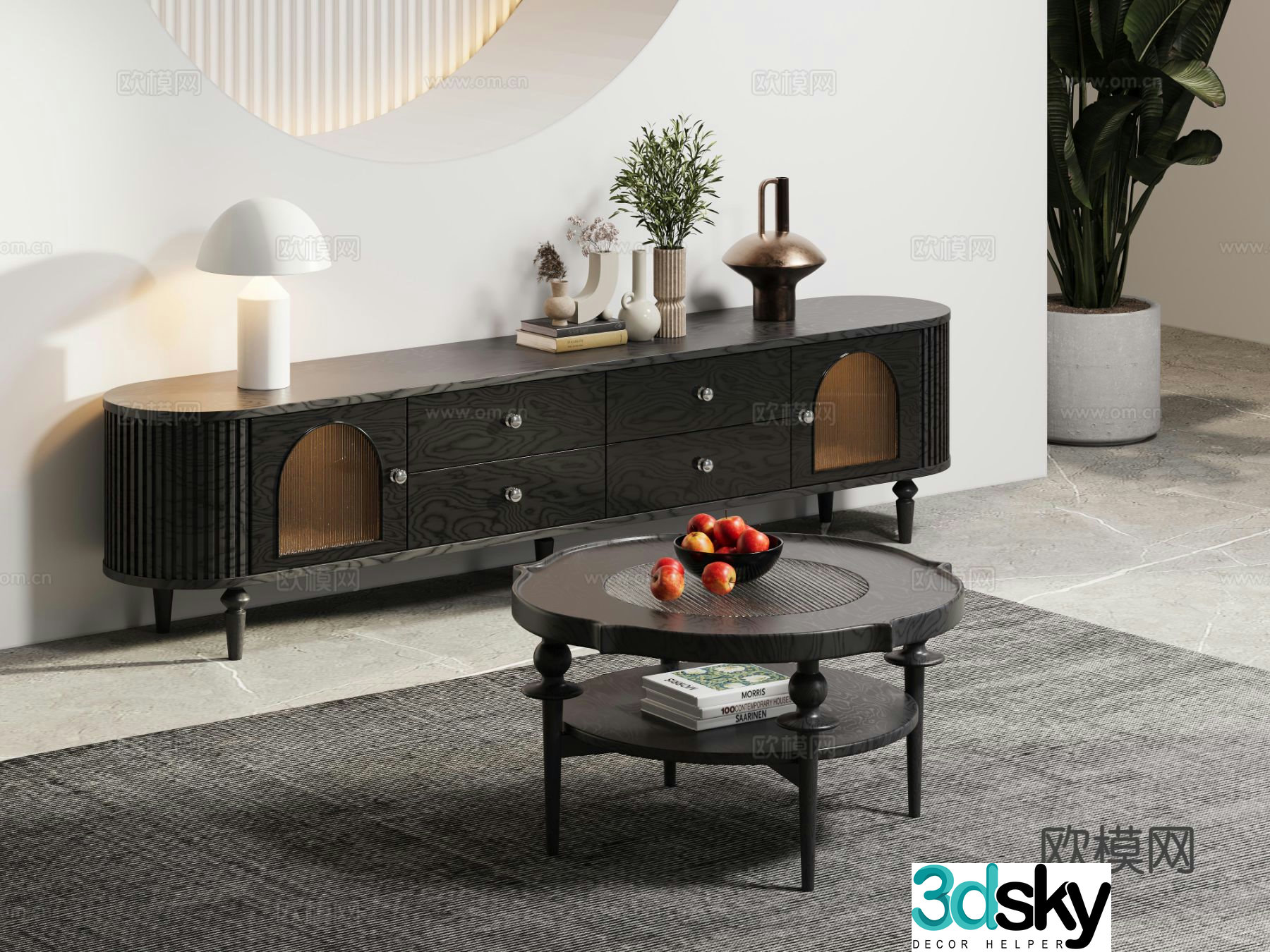 Medieval style TV cabinet 3D model
