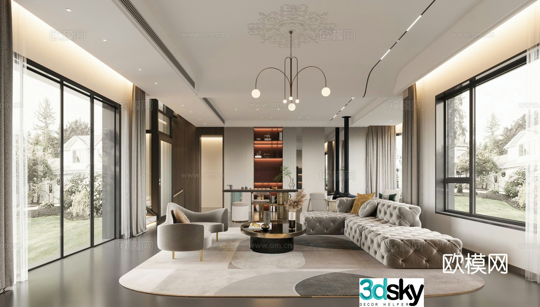 Light luxury living room 3D model