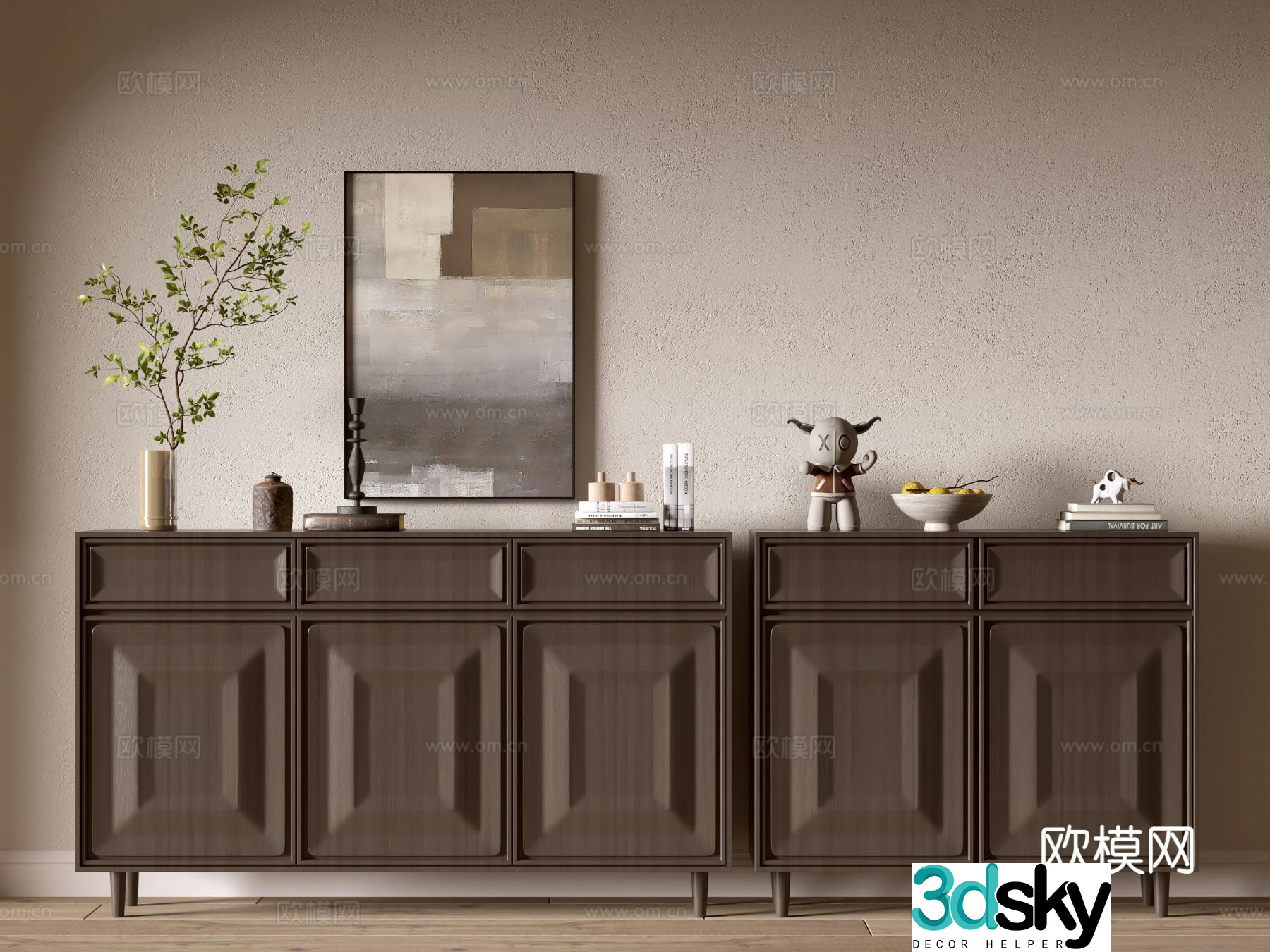 Nordic entrance cabinet side cabinet 3d model