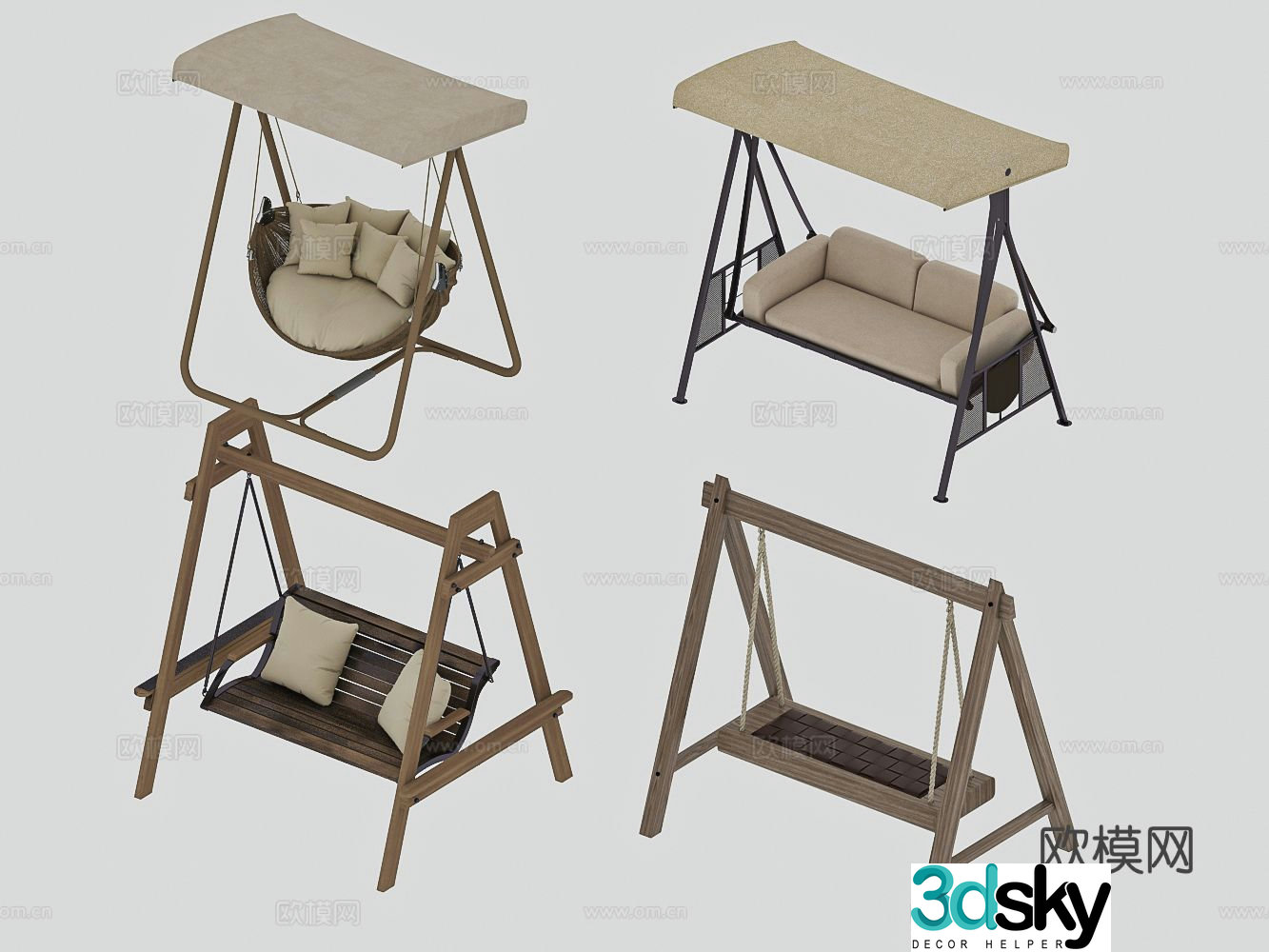 Wabi-sabi hanging chair swing chair rocking chair 3d model