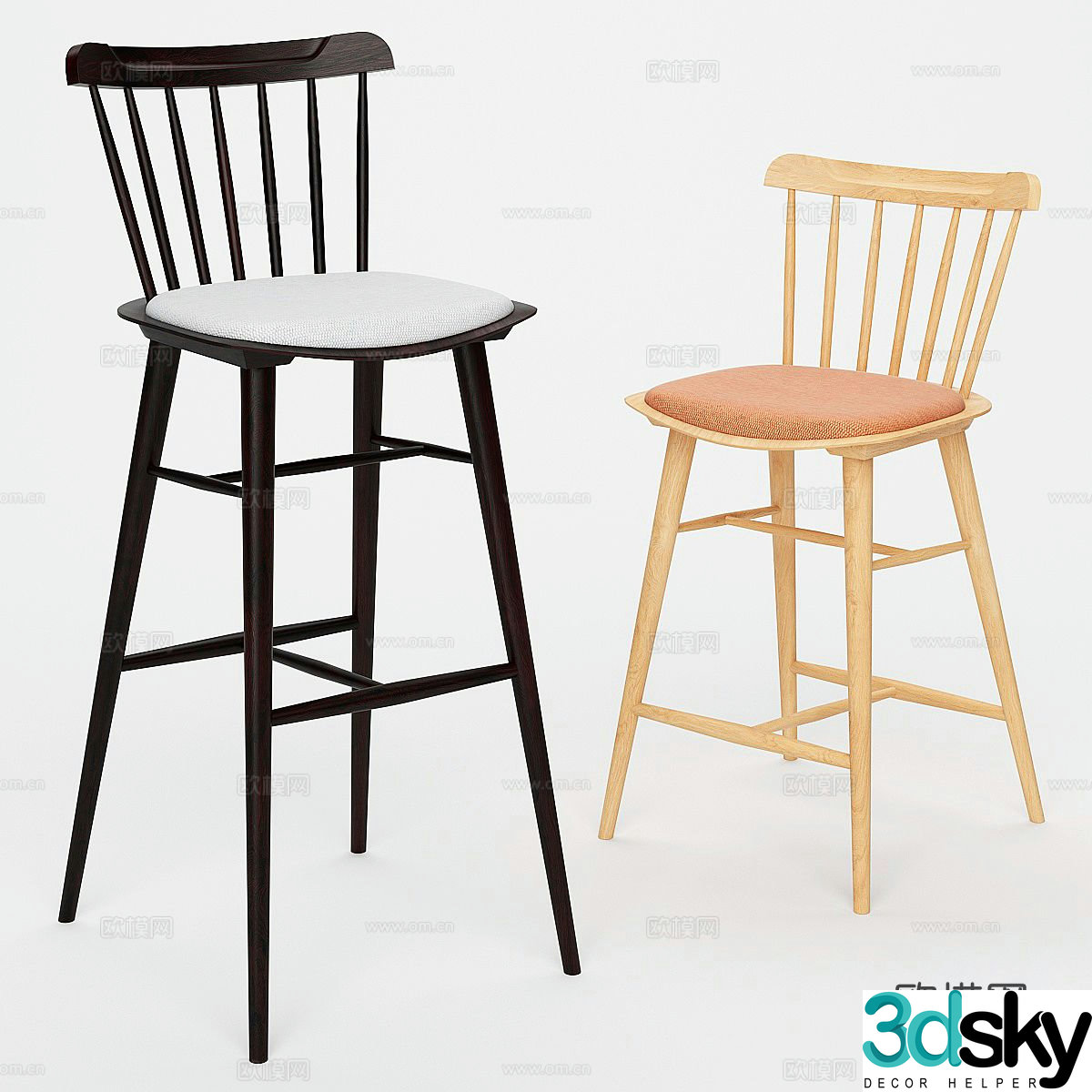 Nordic bar stool bar stool high stool 3d model
