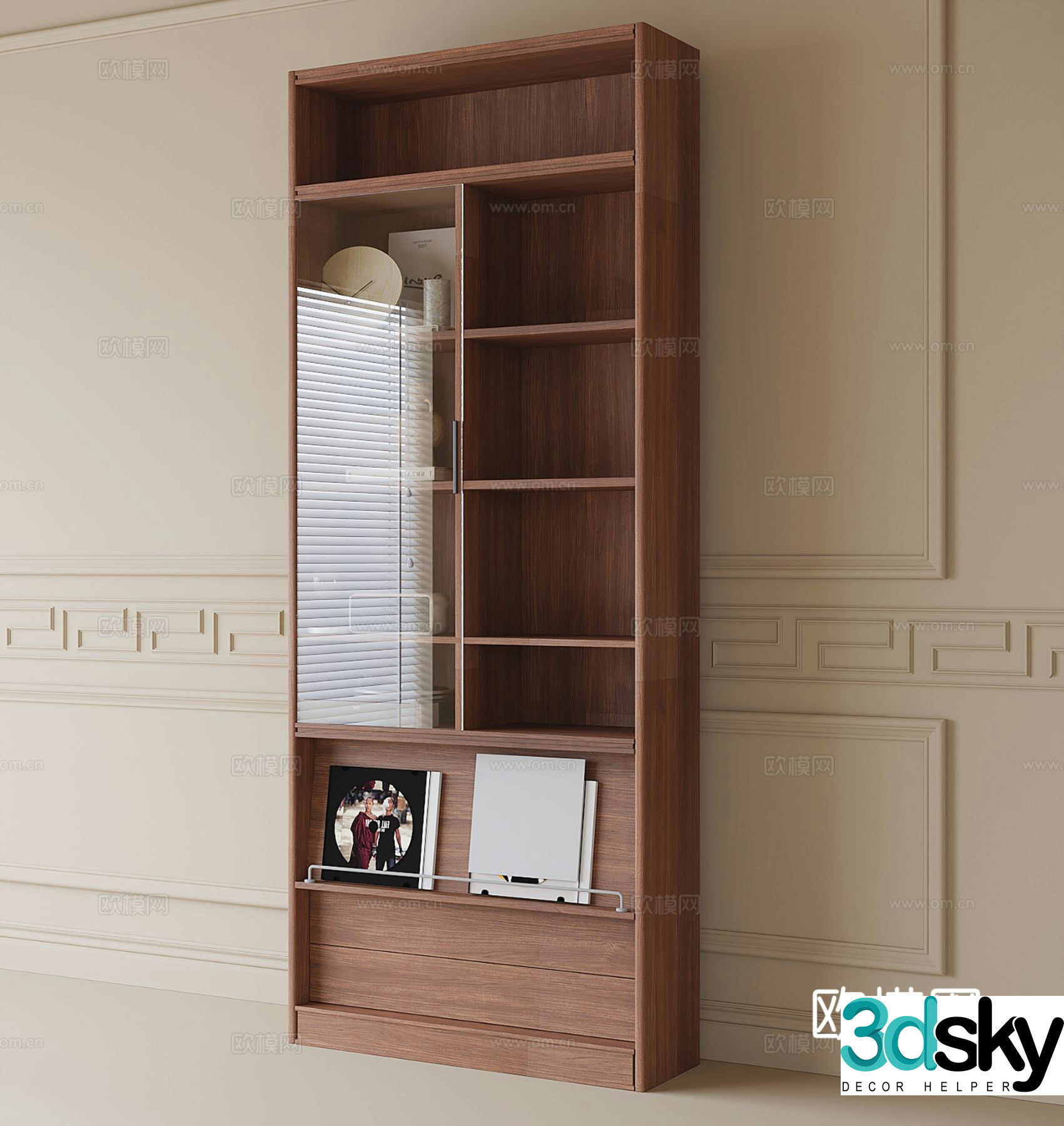 Modern bookcase bookshelf 3d model