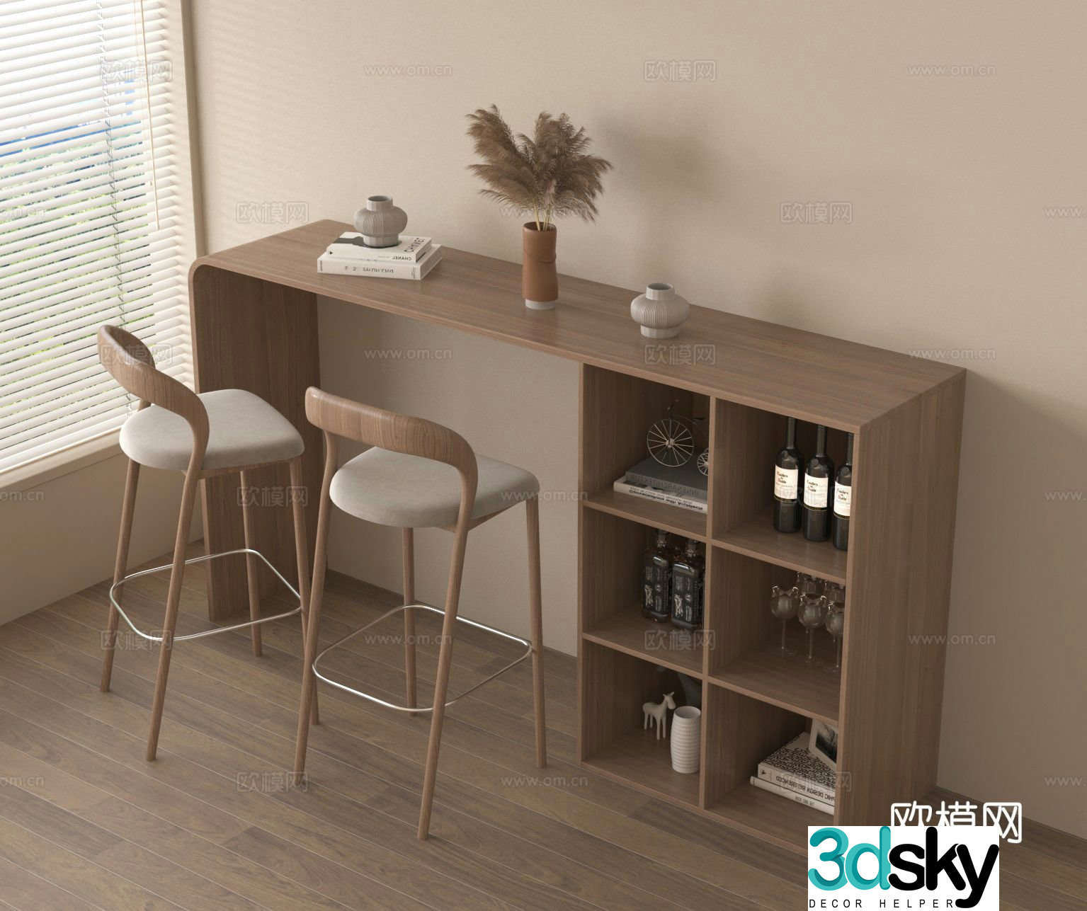 Nordic bar bar chair 3d model