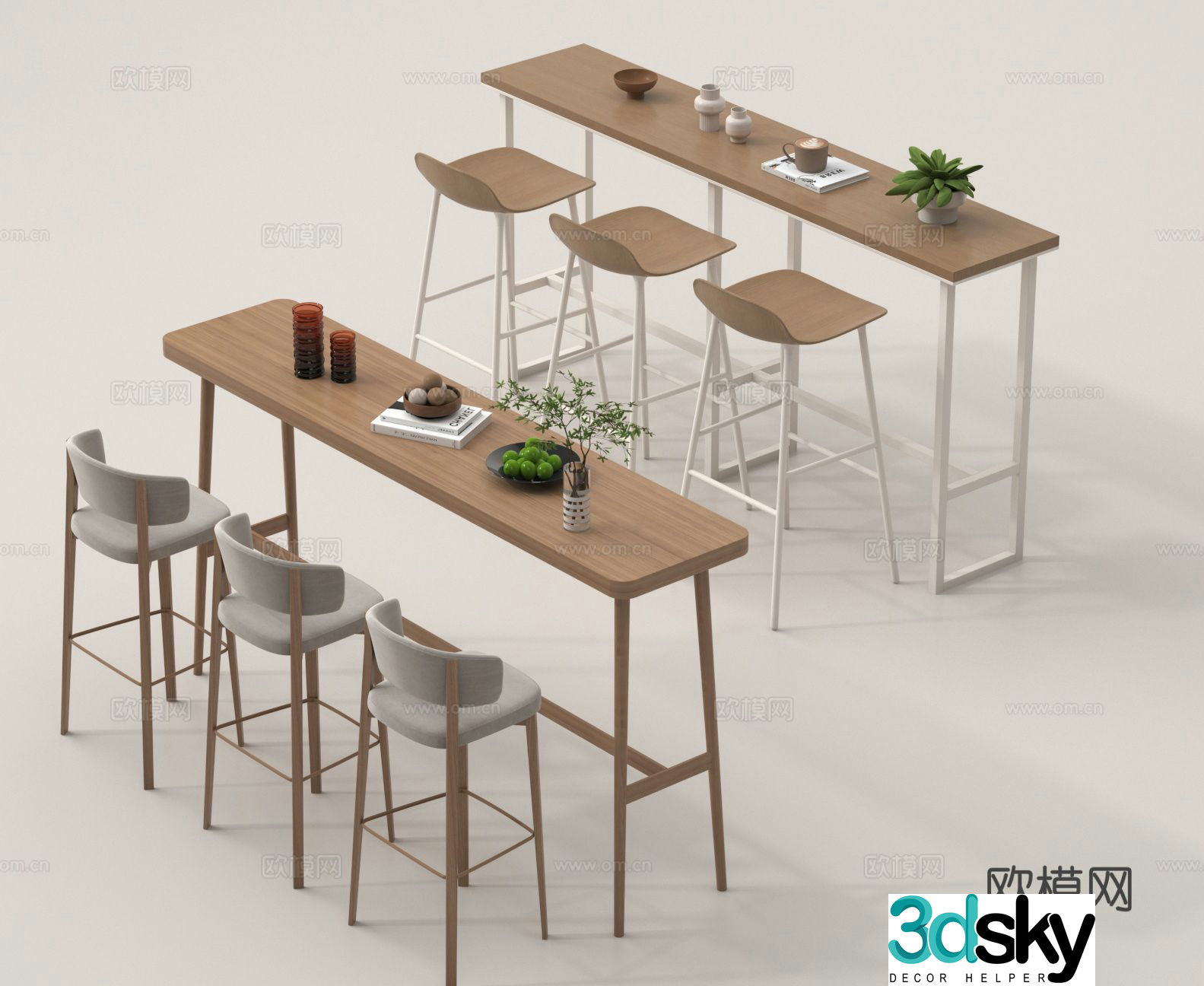 Nordic bar bar chair 3d model