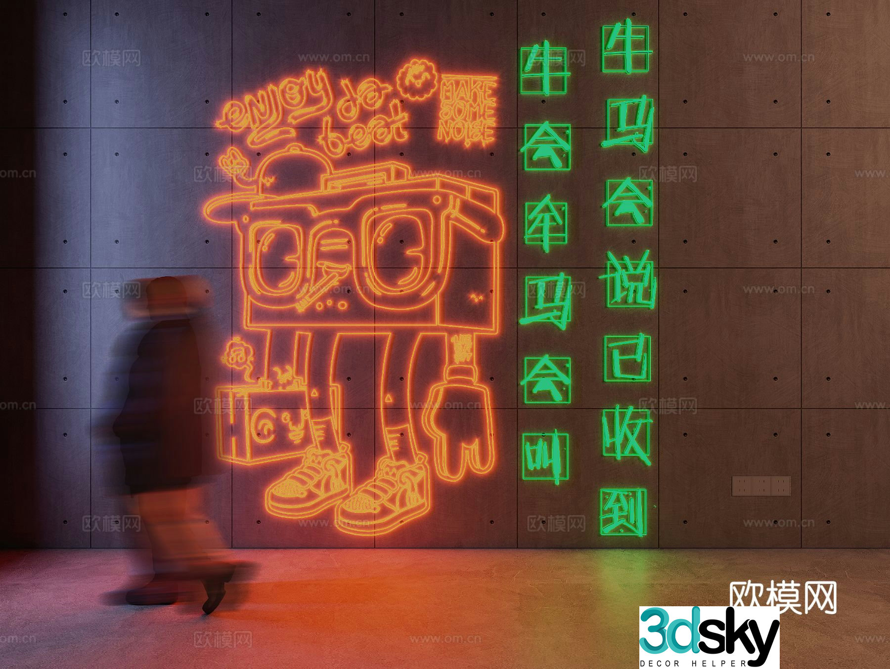 Robot Neon Light Decorative Light Advertising Light 3d model