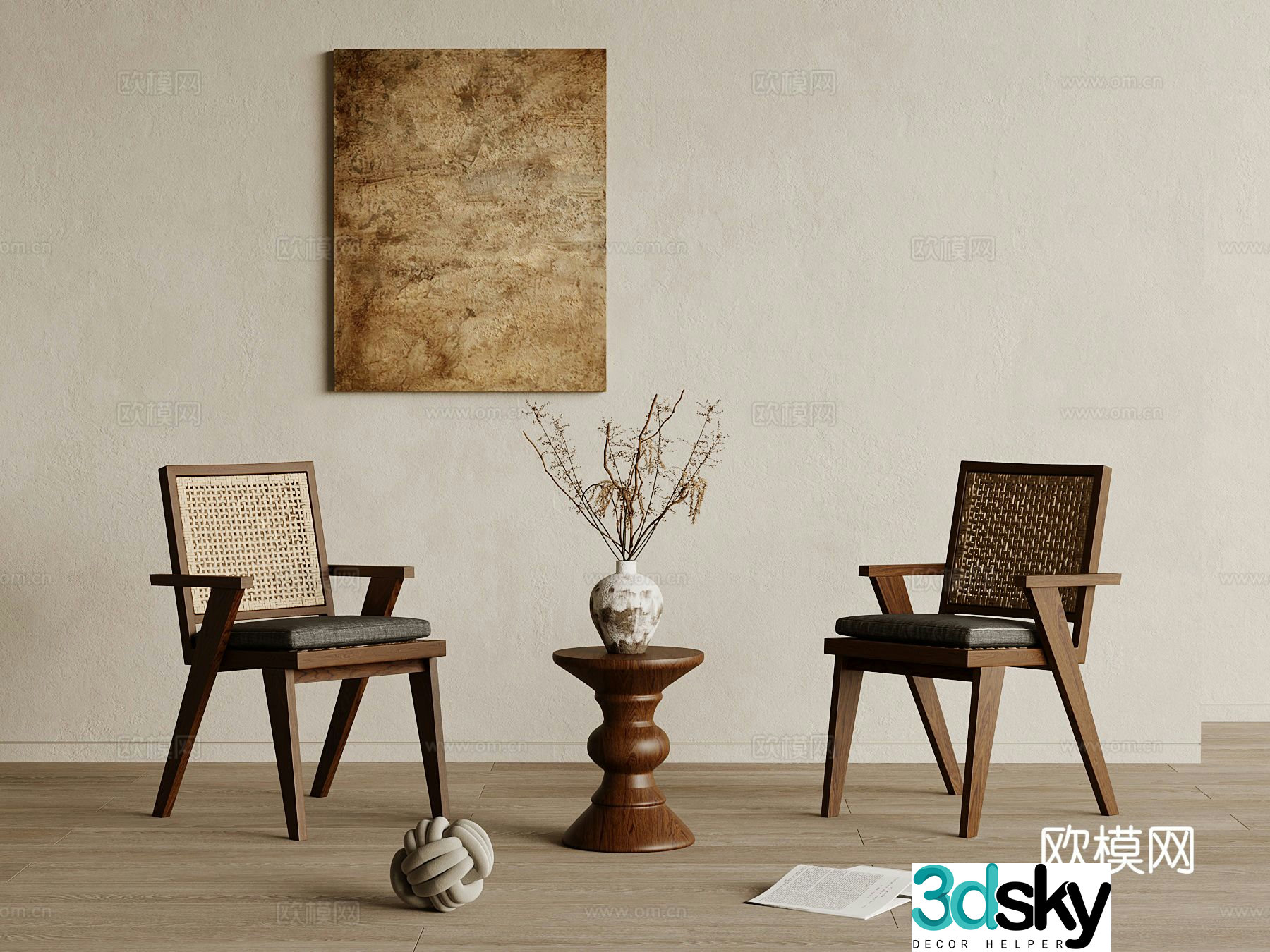 Medieval style chair leisure chair table 3d model