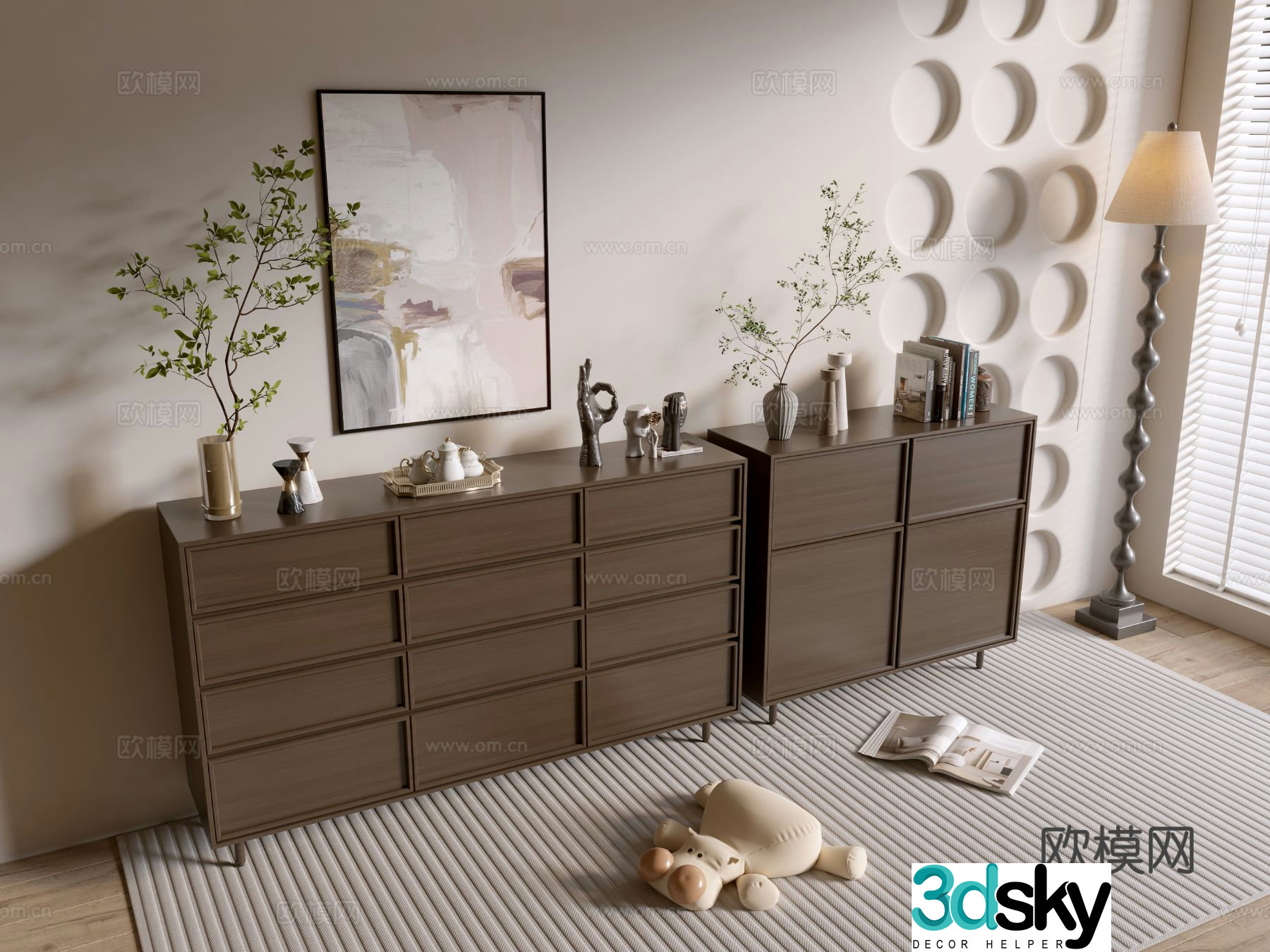 Medieval style chest of drawers 3D model