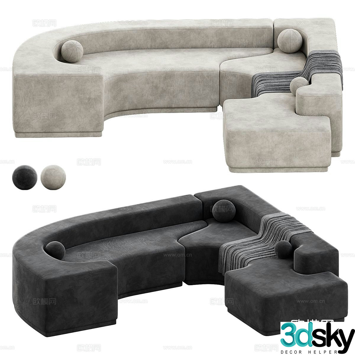 Special shaped sofa curved sofa 3d model