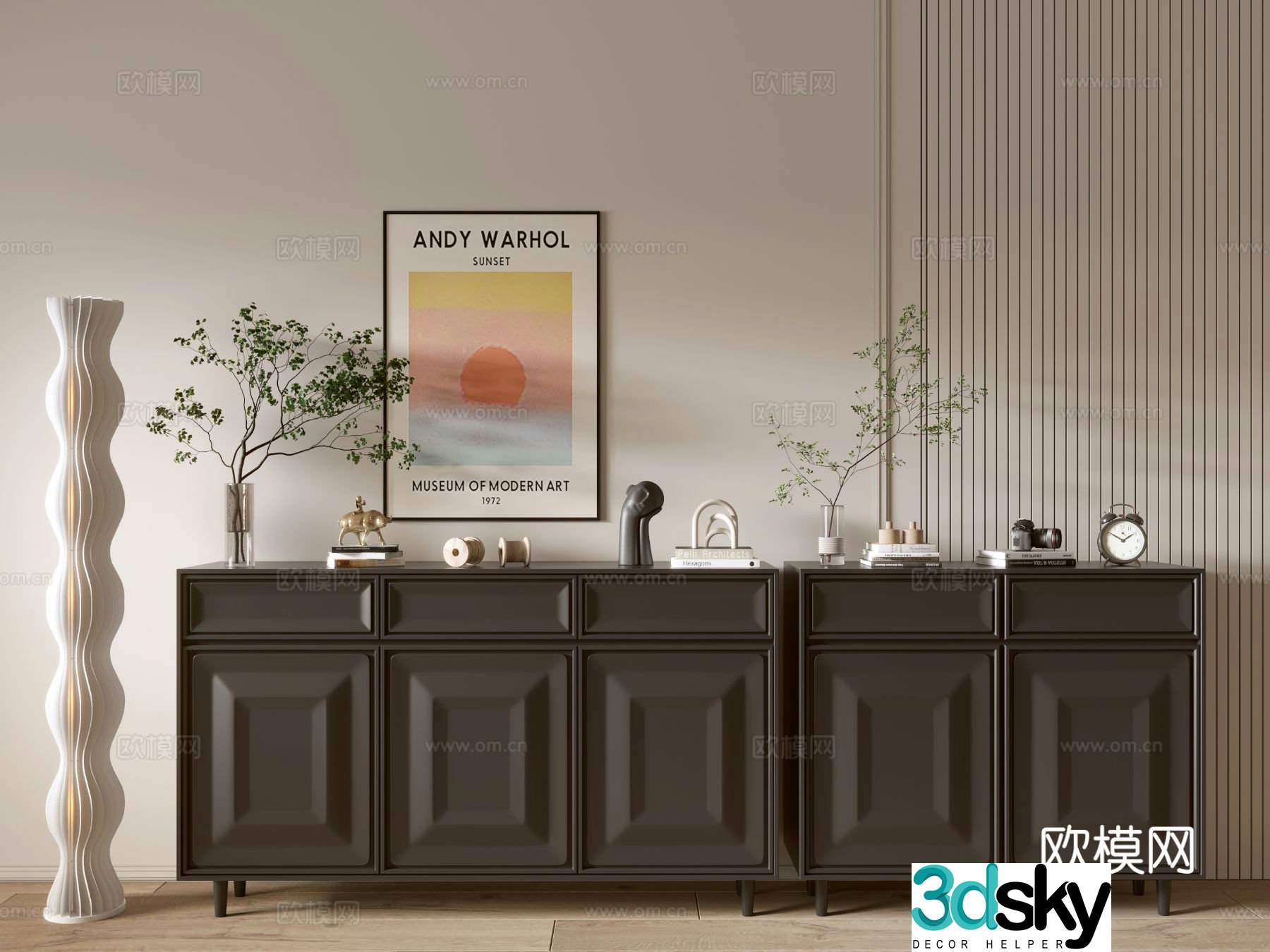 Modern entryway cabinet side cabinet 3d model