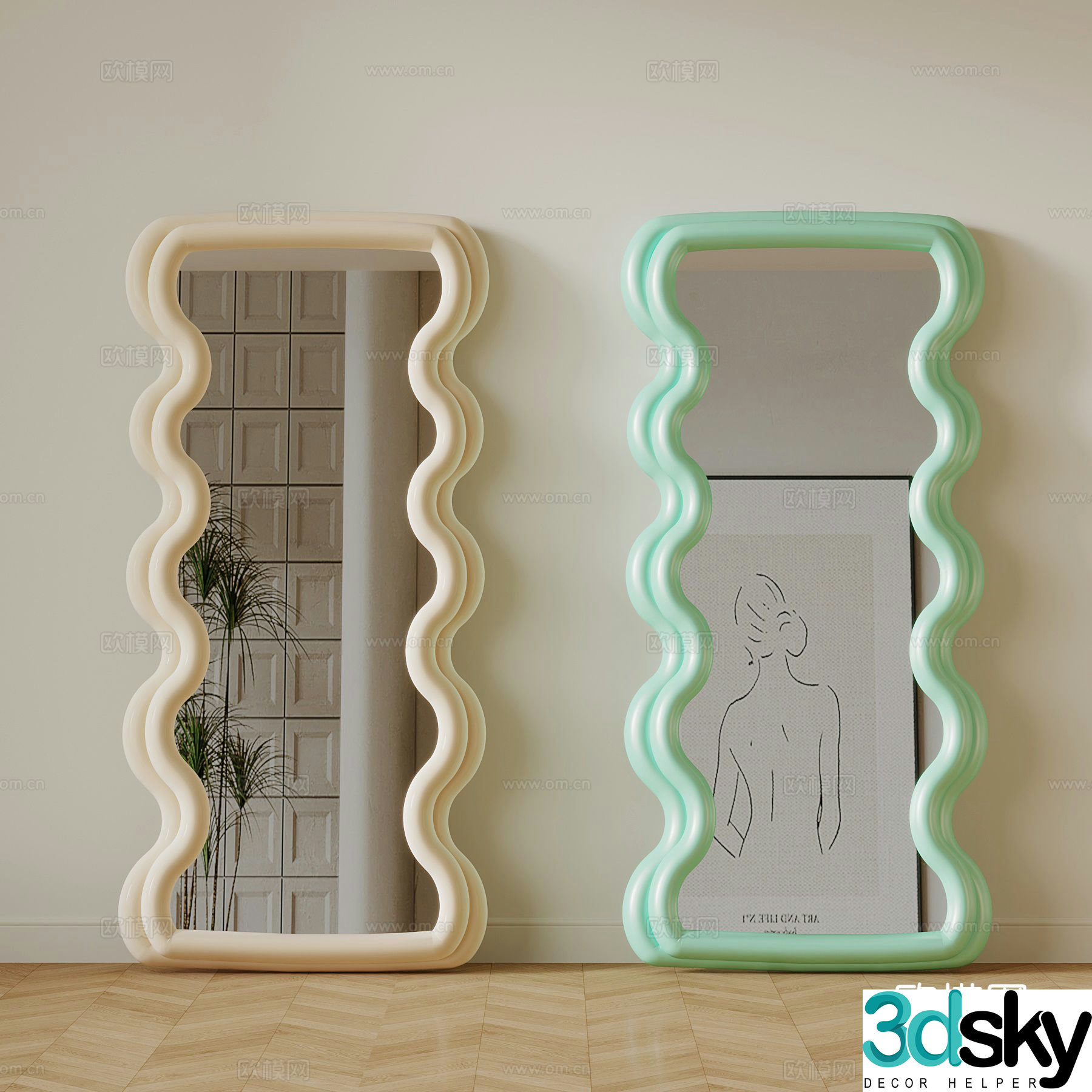 Special-shaped mirror full-length mirror full-length mirror 3D model
