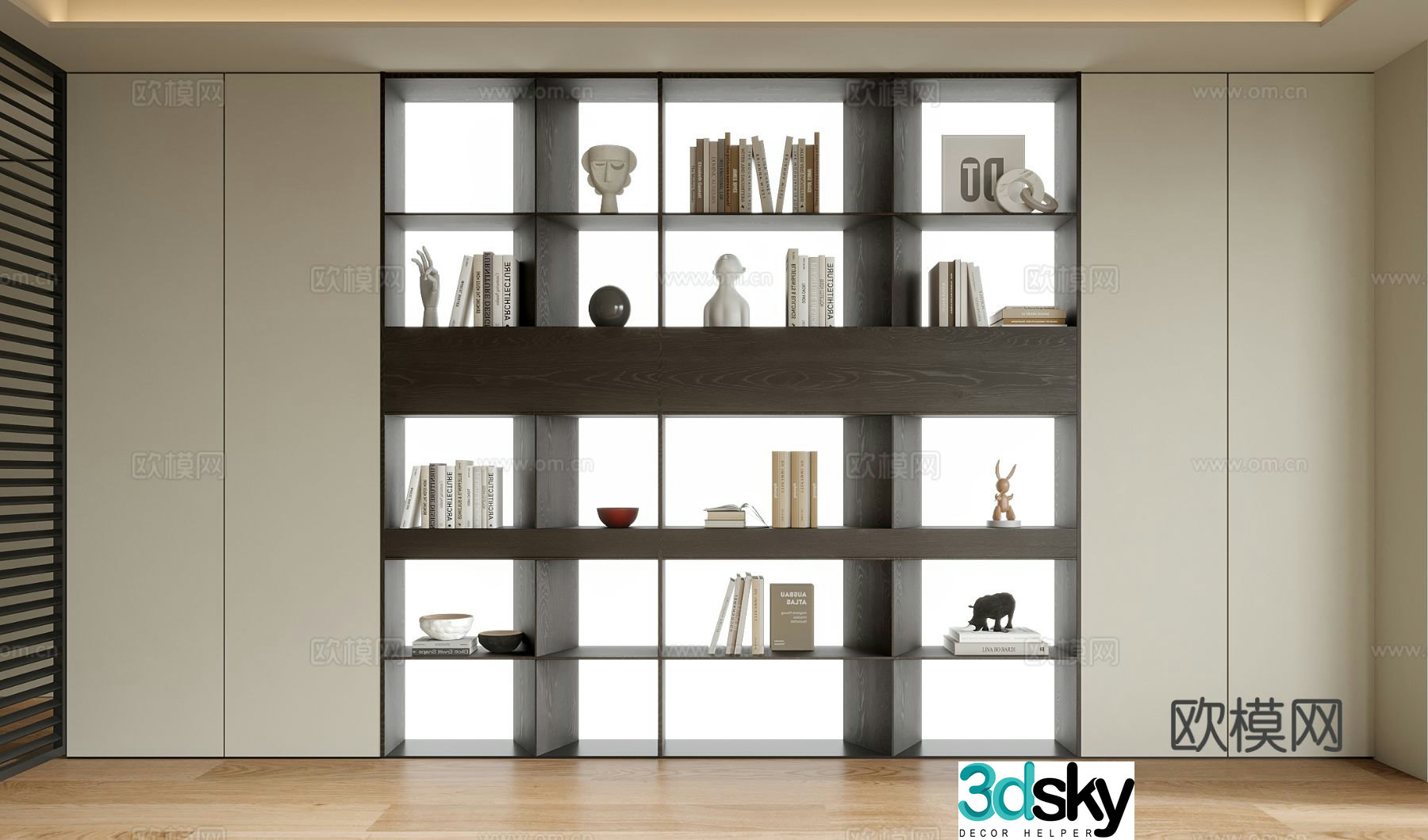 Modern bookcase bookshelf 3d model