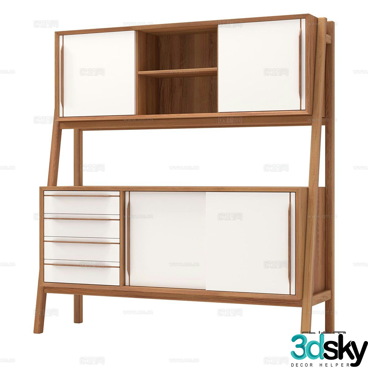 Nordic bookcase bookshelf 3d model