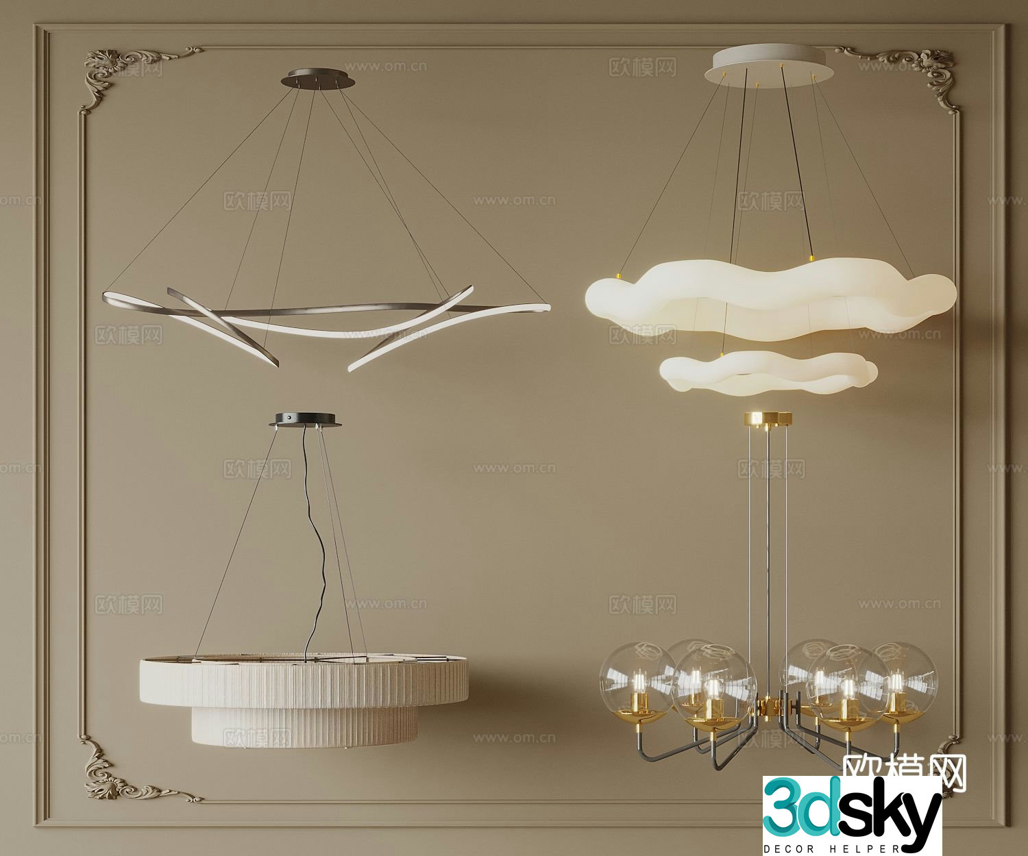 Modern metal chandelier multi-head chandelier decorative chandelier 3d model