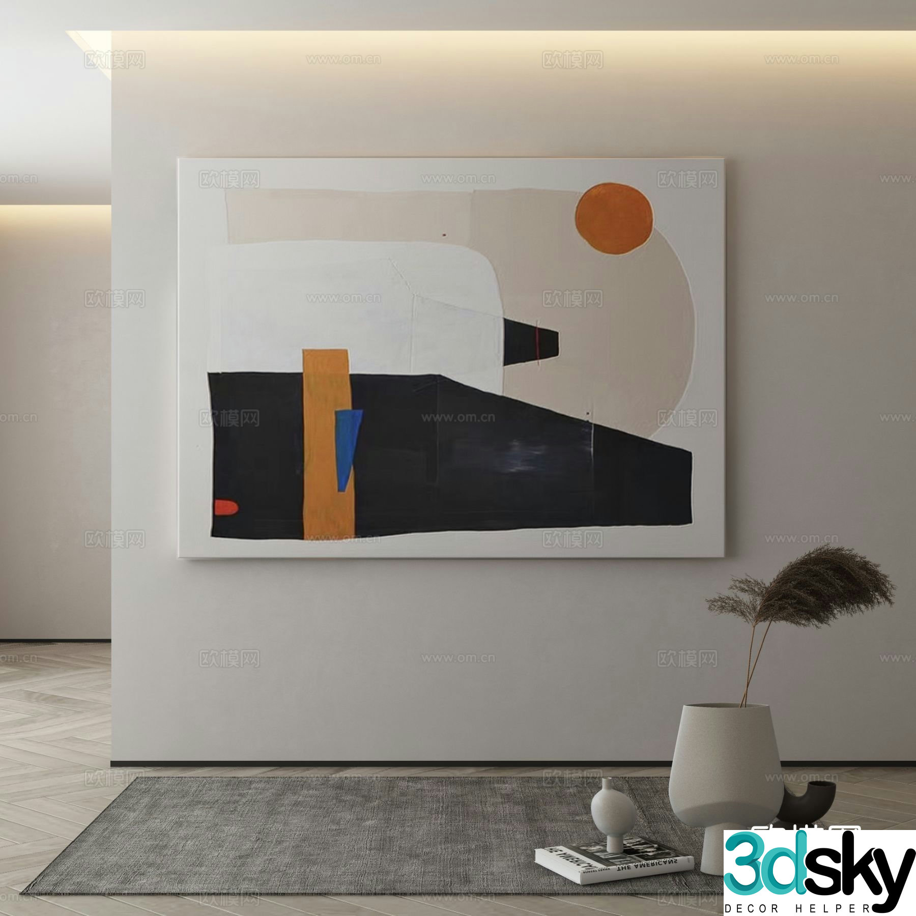 Modern abstract painting decorative painting 3d model