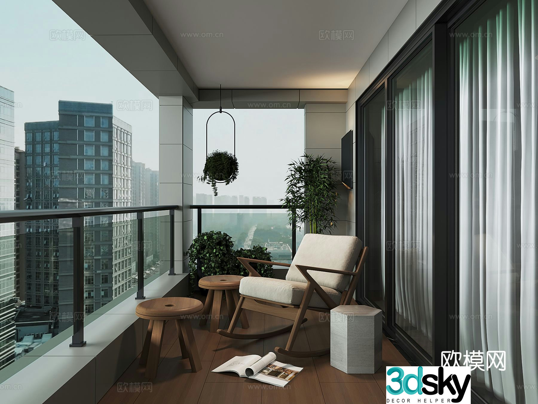 Leisure balcony living balcony 3d model