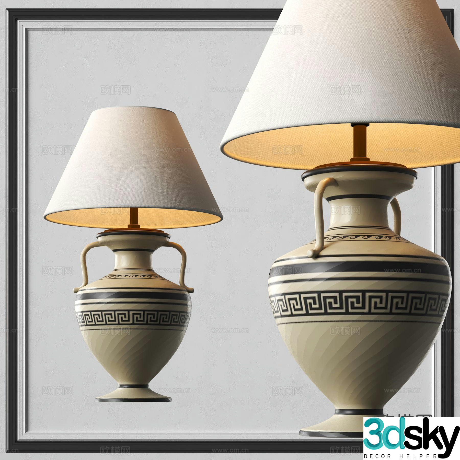 Medieval style table lamp bedroom table lamp 3d model