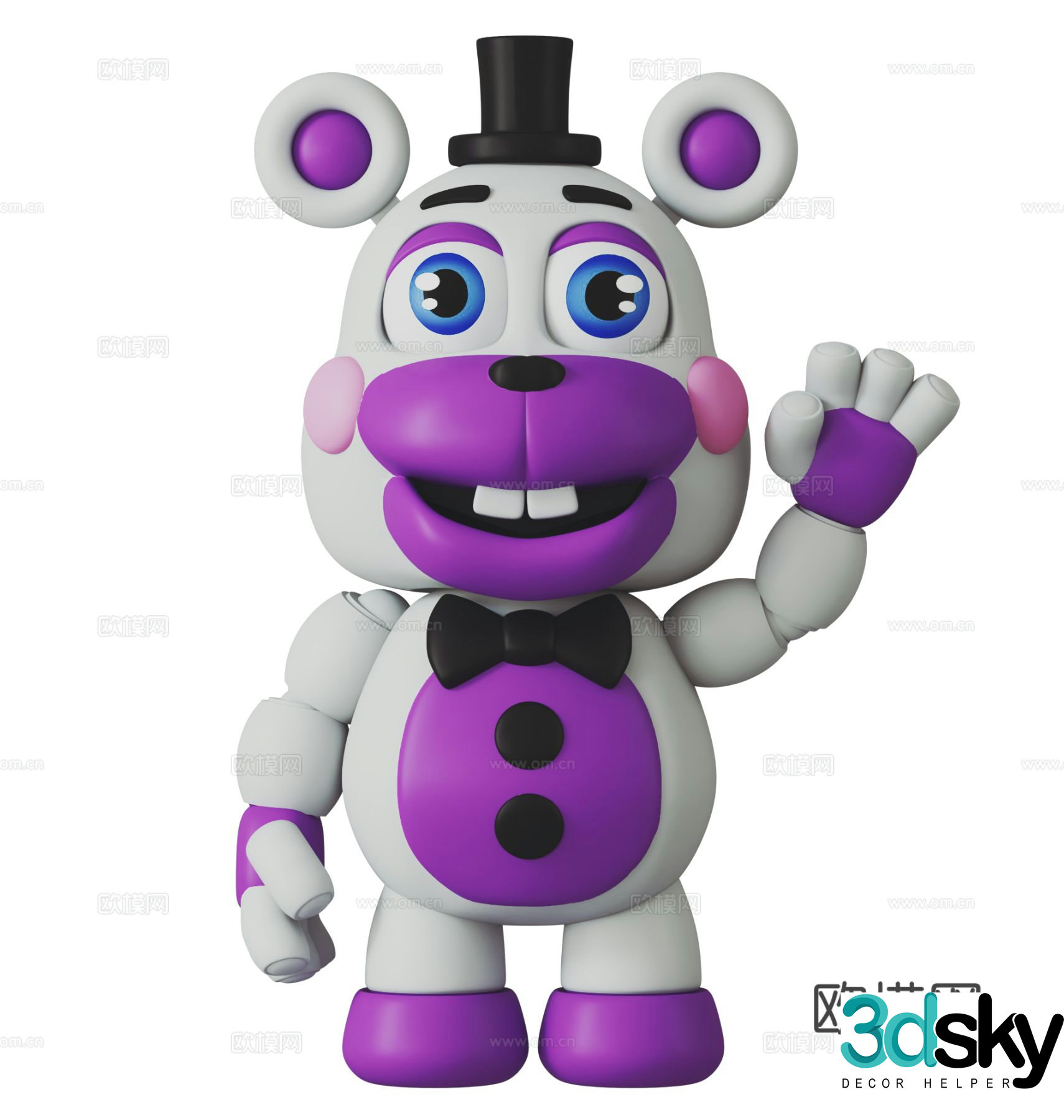 Space Rabbit Trendy Toy Sculpture Doll Cartoon Ornament 3D Model