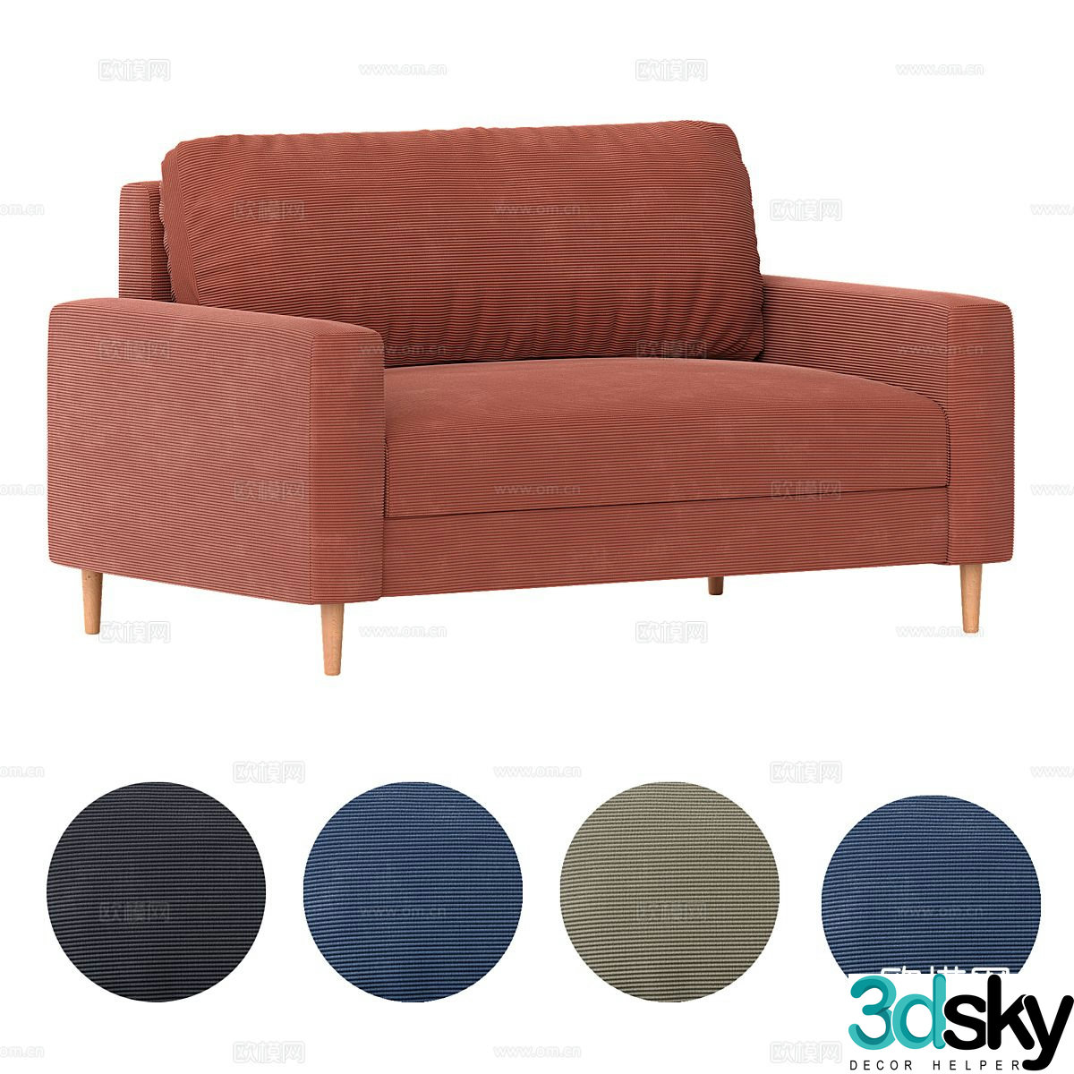 Double sofa upholstered sofa 3d model