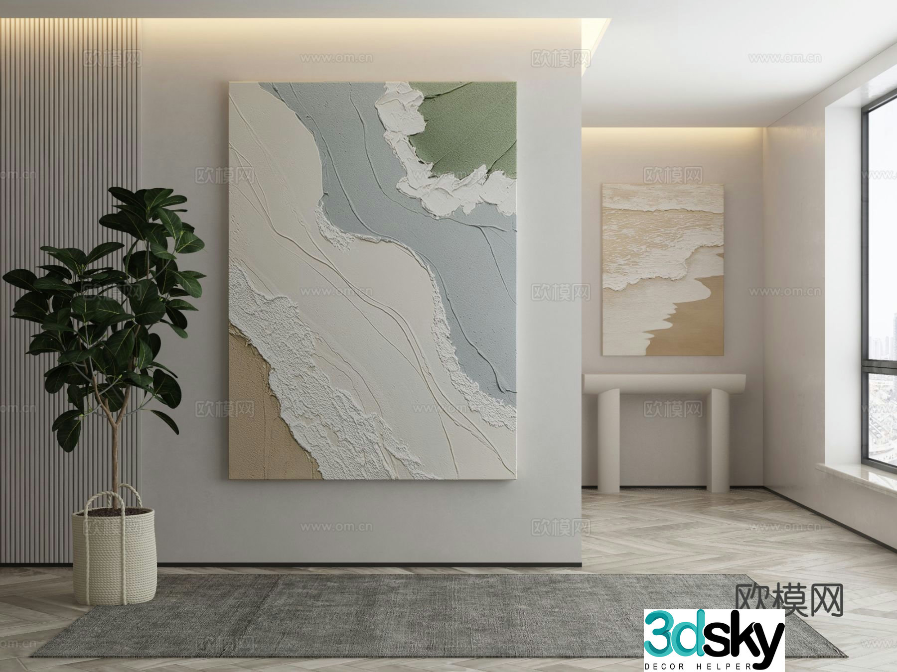 Wabi-sabi painting decorative painting texture painting hanging painting 3D model
