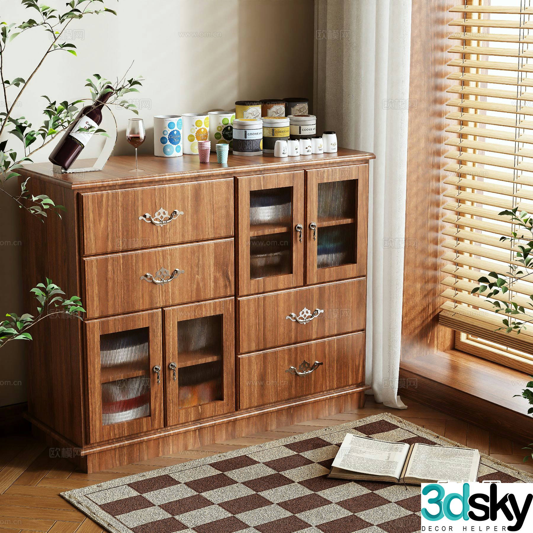 Medieval style sideboard 3d model