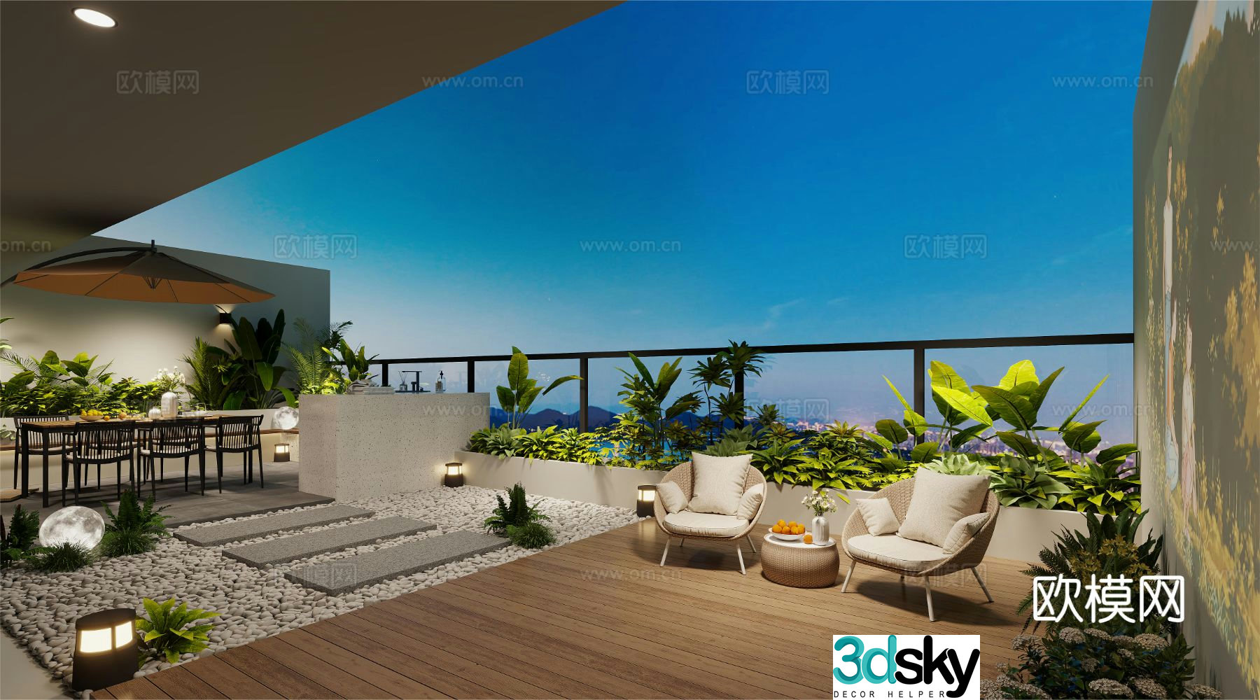 Modern courtyard landscape garden 3d model