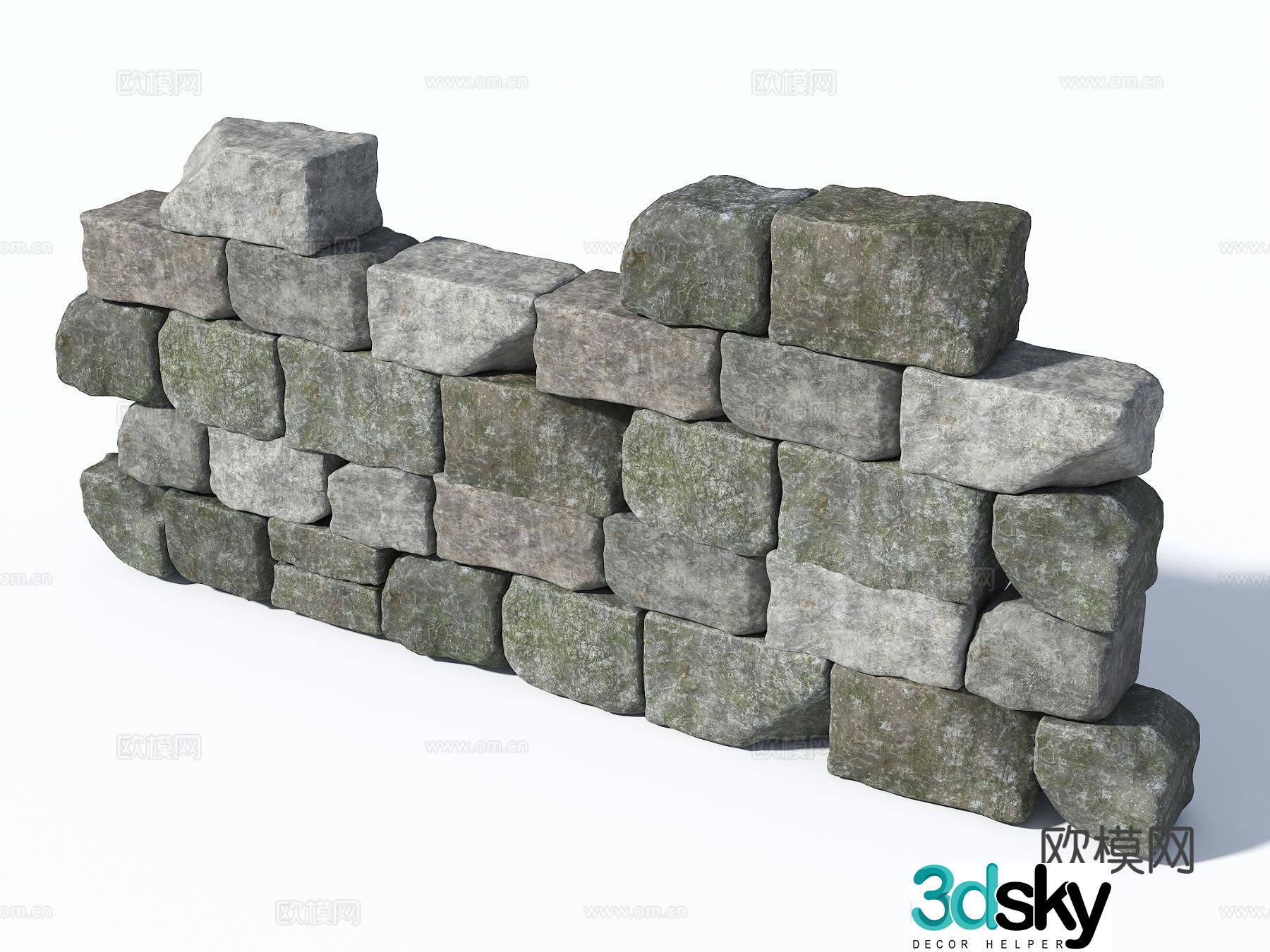 Block stone retaining wall natural block stone wall rough stone retaining wall 3D model