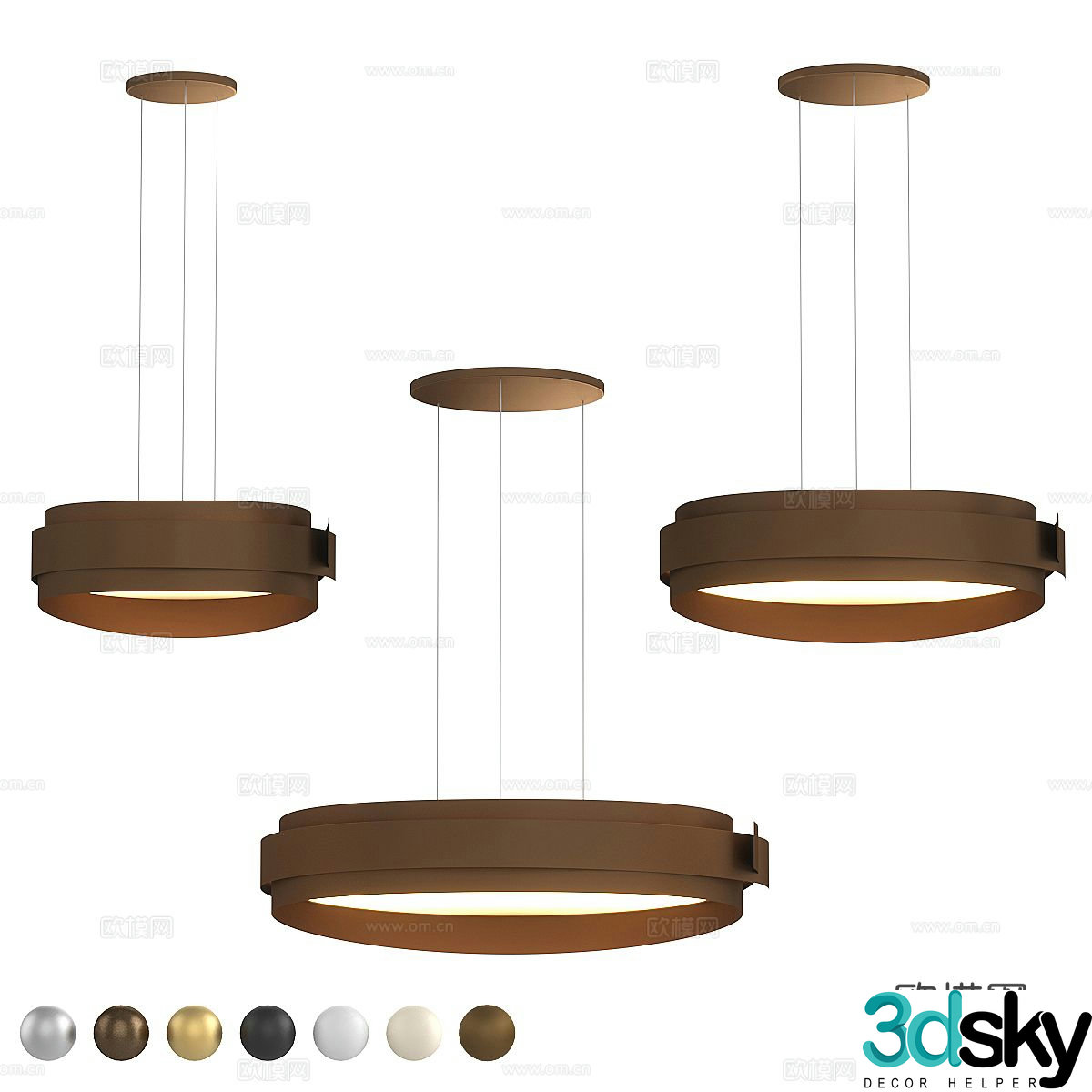 Nordic chandelier ring chandelier restaurant chandelier 3d model