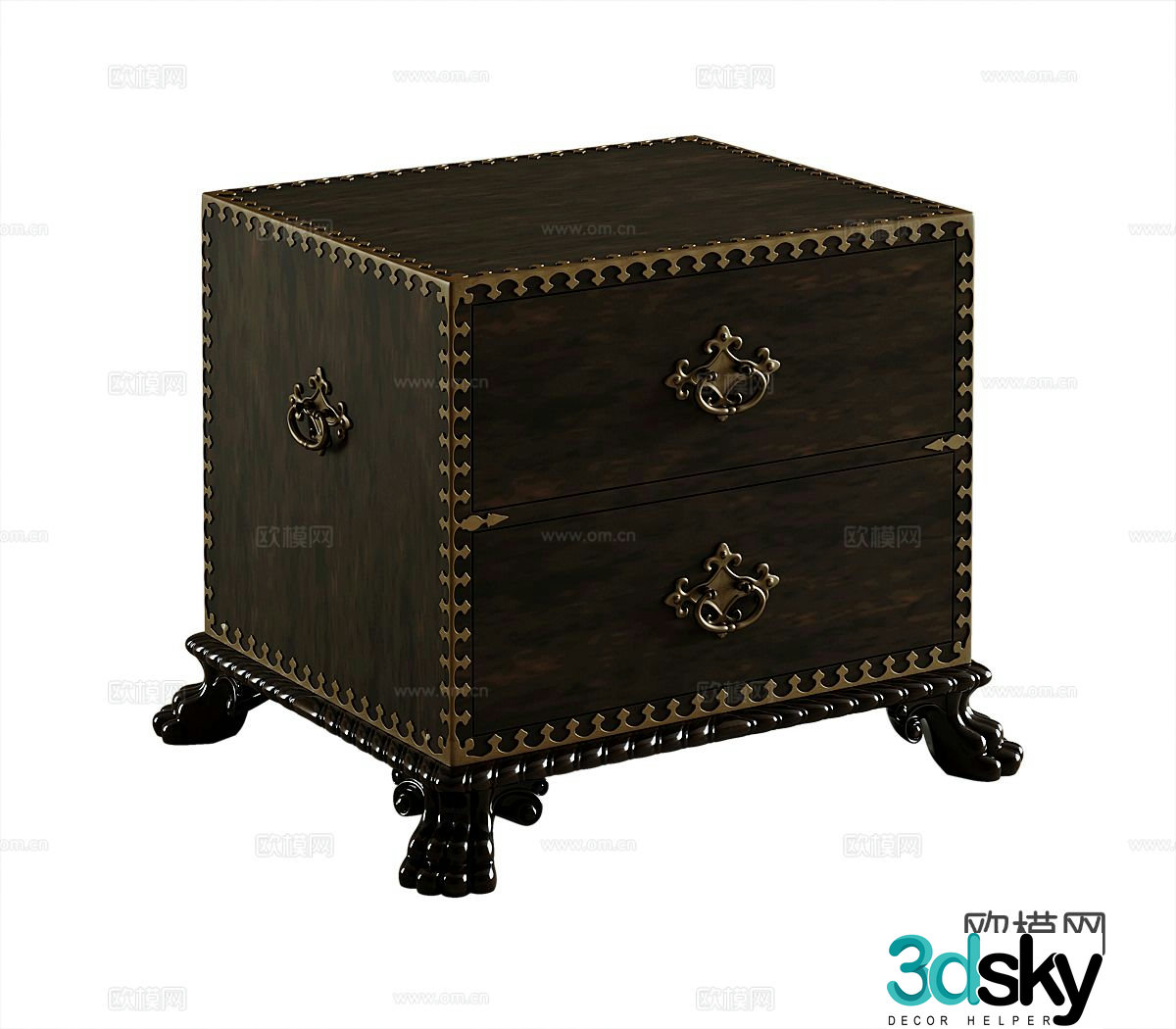 American bedside table 3d model