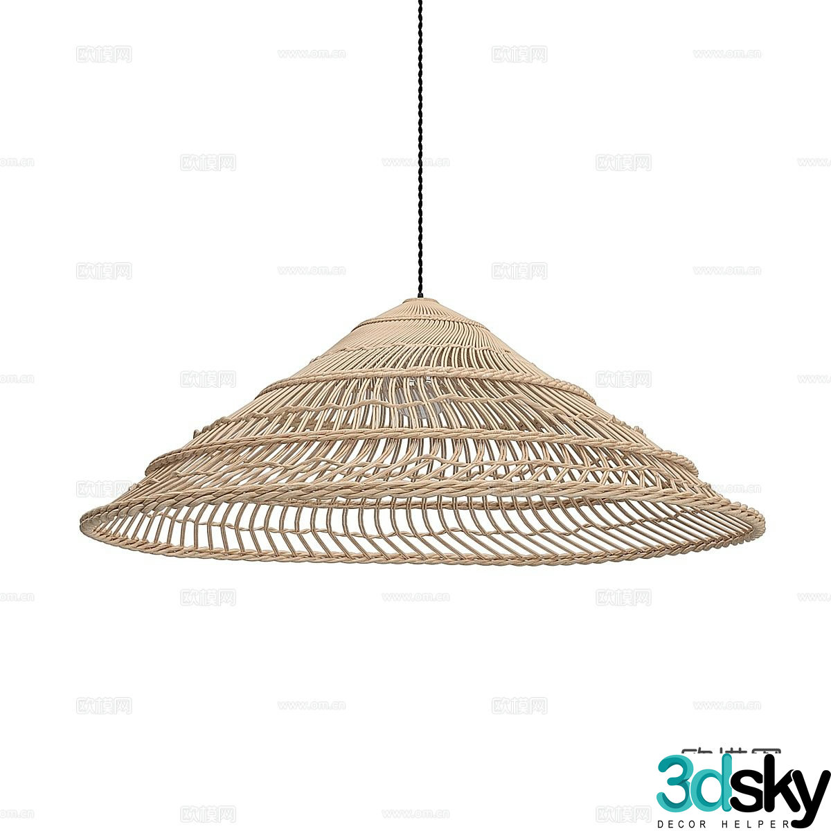 Wabi-sabi rattan chandelier 3d model