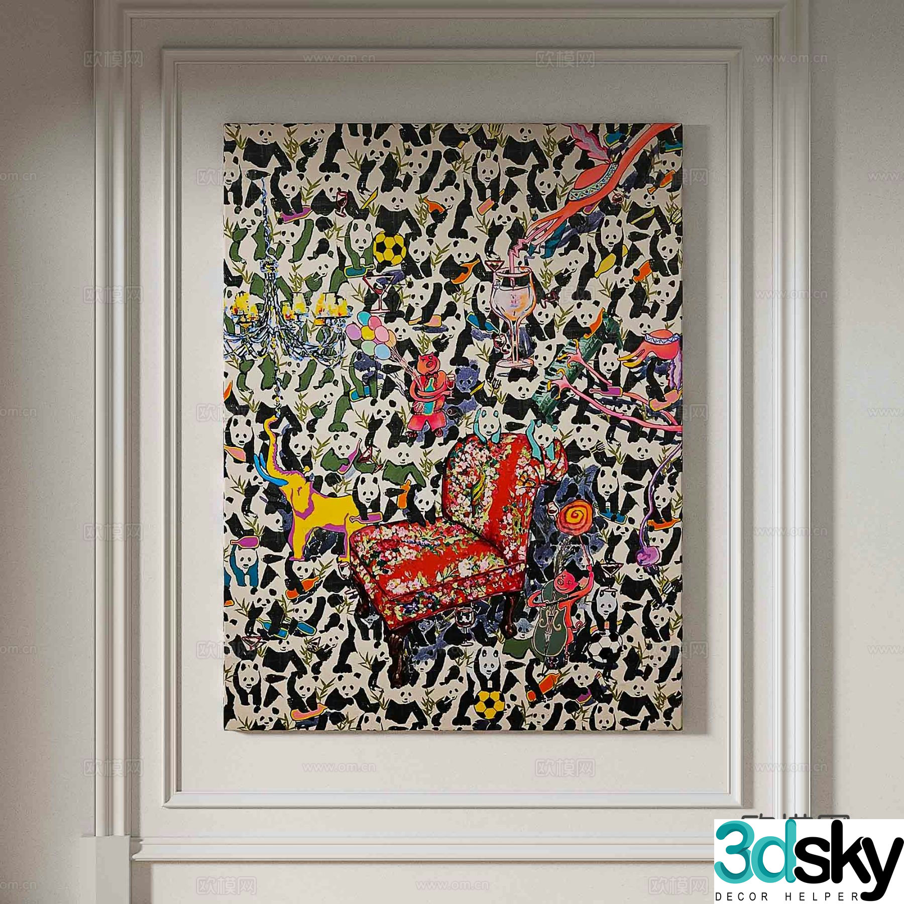 Wabi-sabi abstract painting decorative painting 3d model