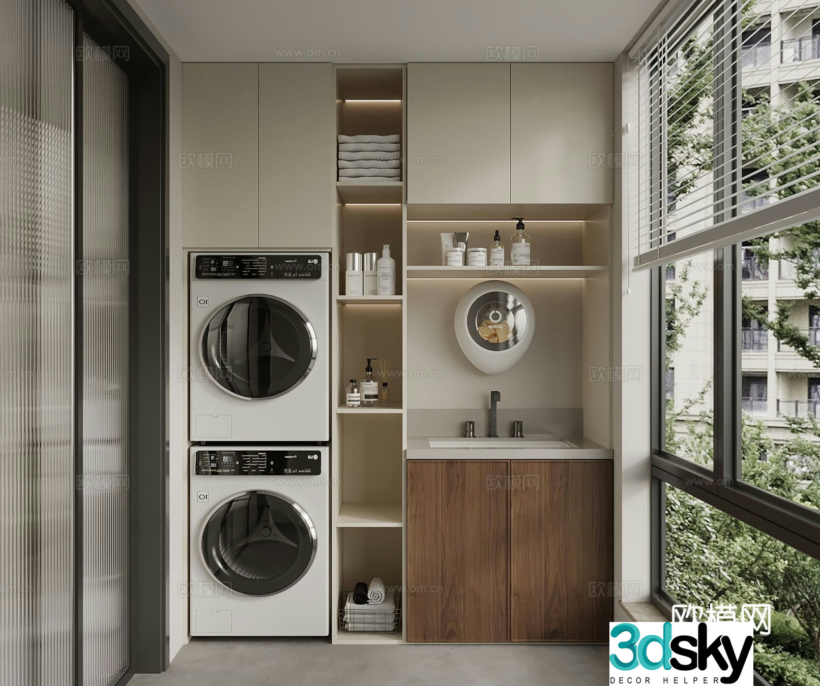 Medieval style balcony laundry room 3d model