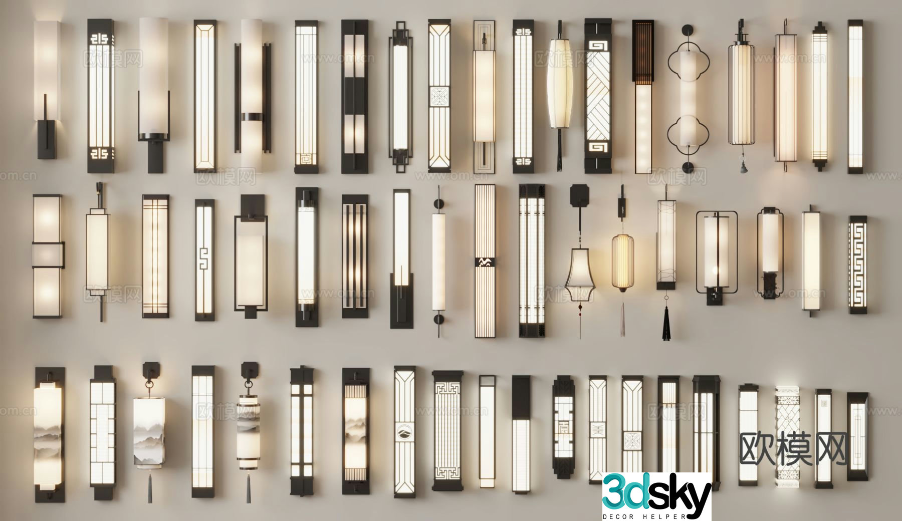 Chinese style wall lamp marble wall lamp 3d model