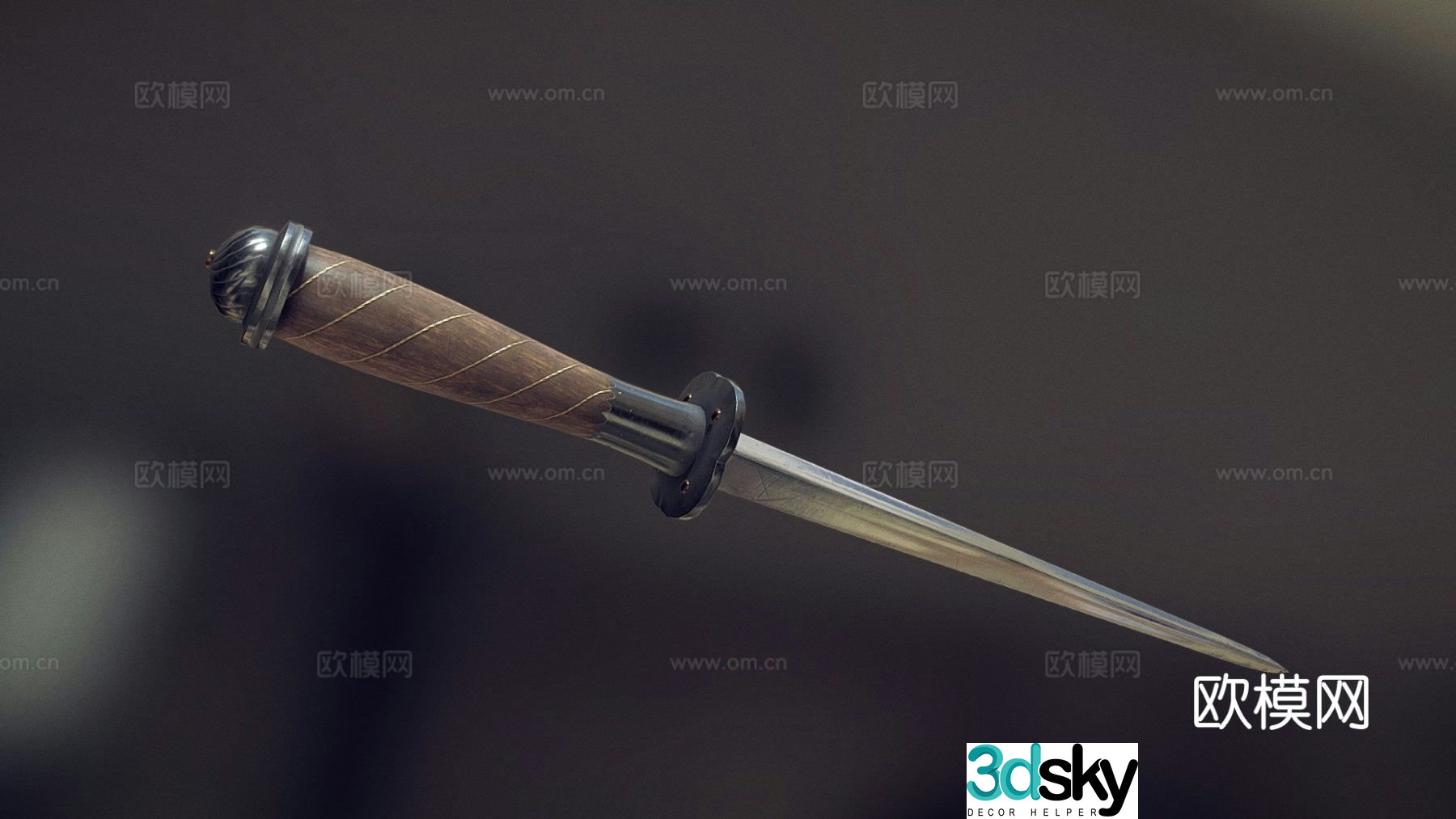 Medieval disc dagger 3d model