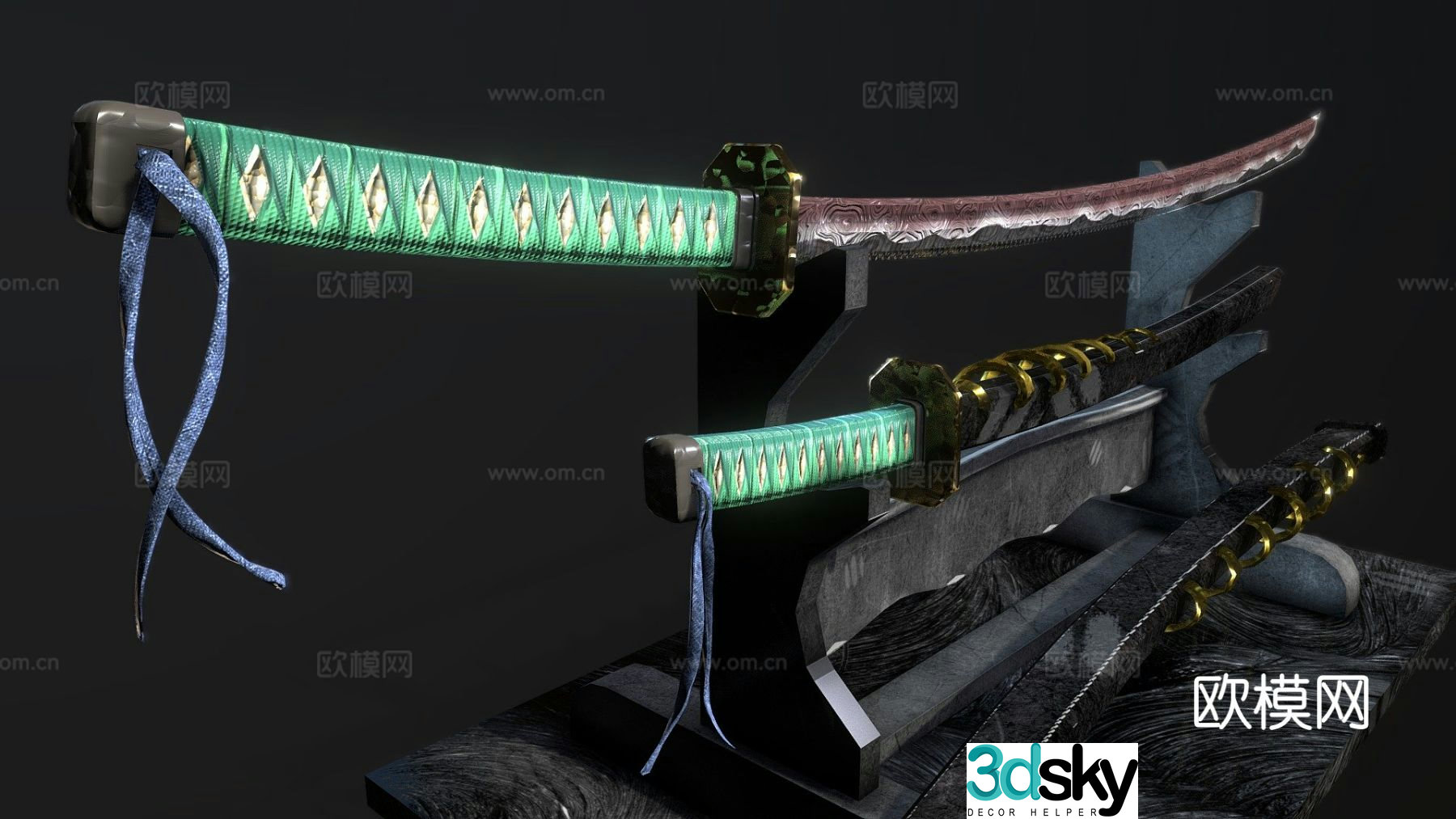 Katana sword with stand 3d model