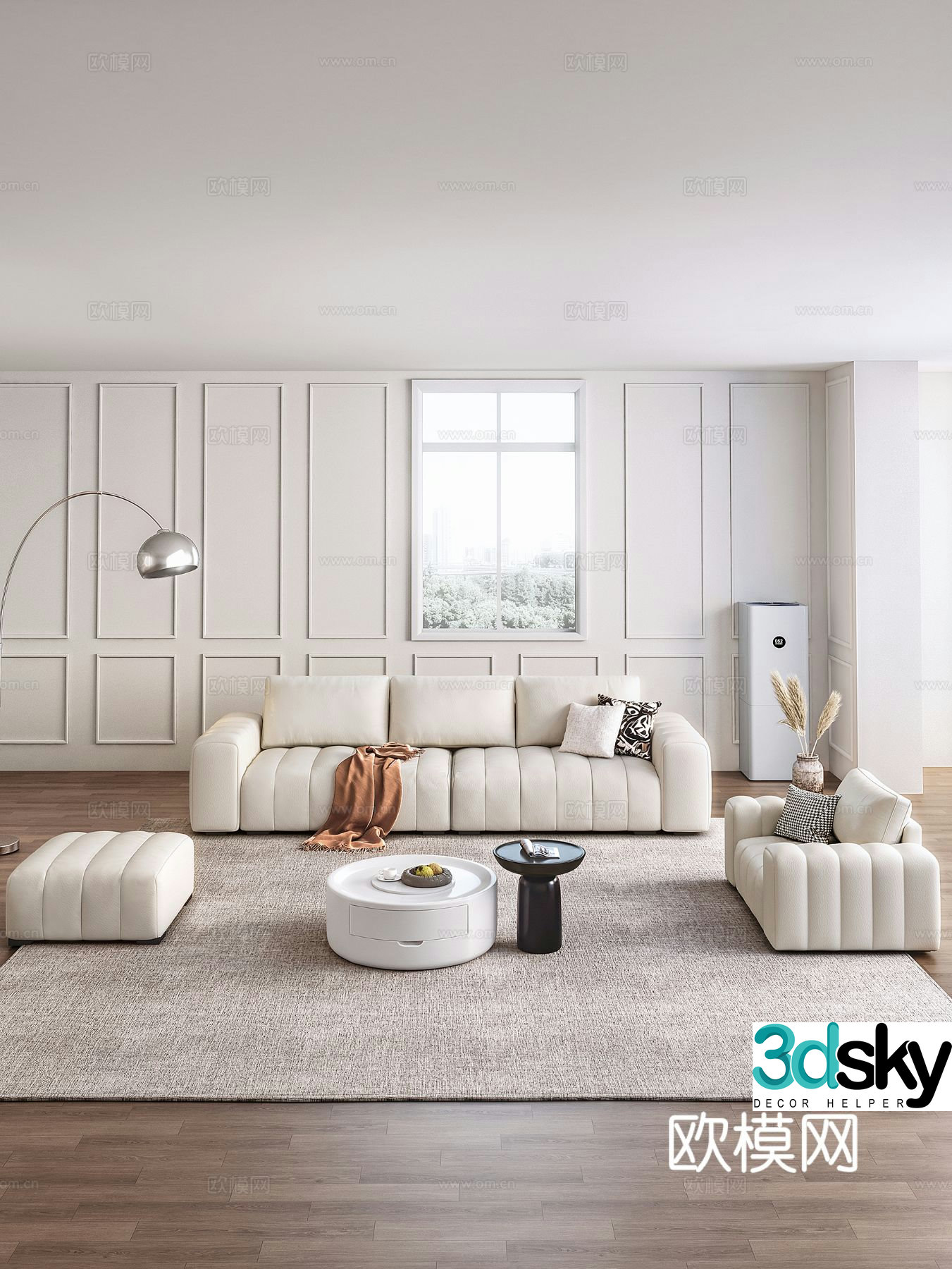 Cream style modular sofa 3d model