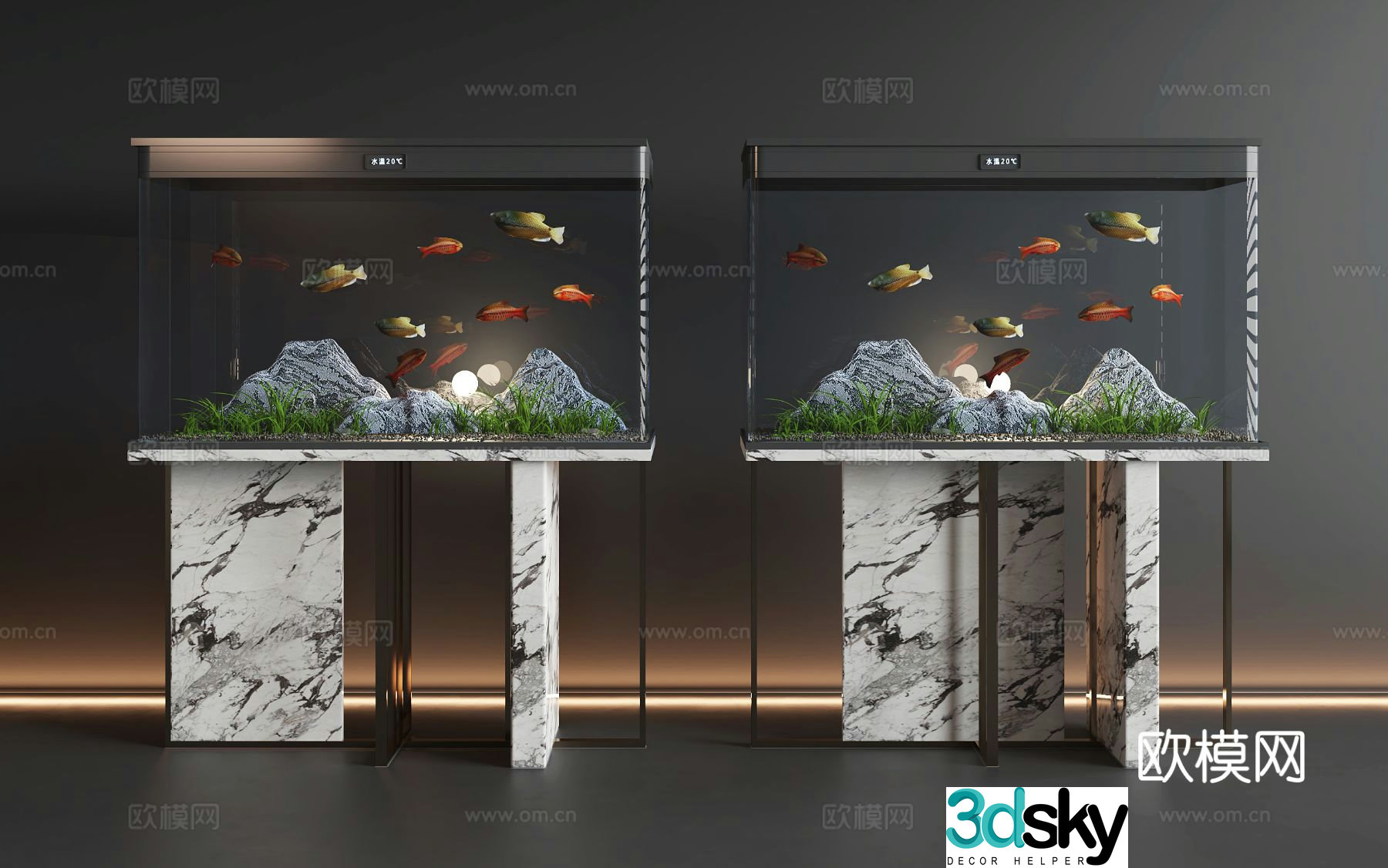 Modern fish tank aquarium 3d model