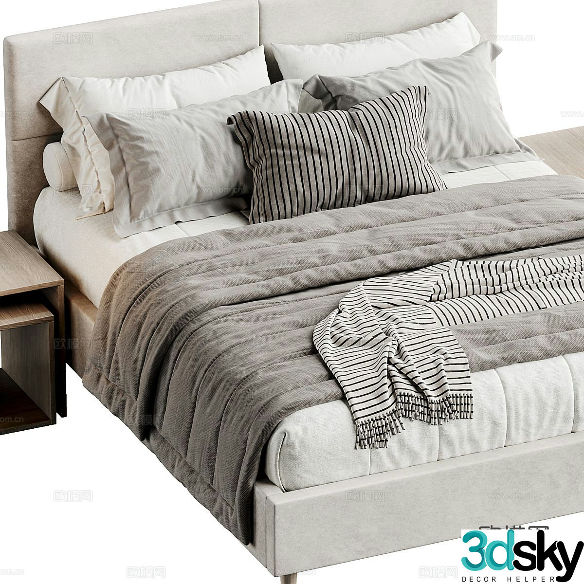 Modern double bed 3d model