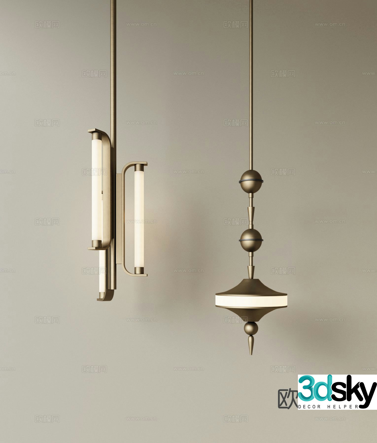 Light luxury chandelier bedside chandelier 3d model