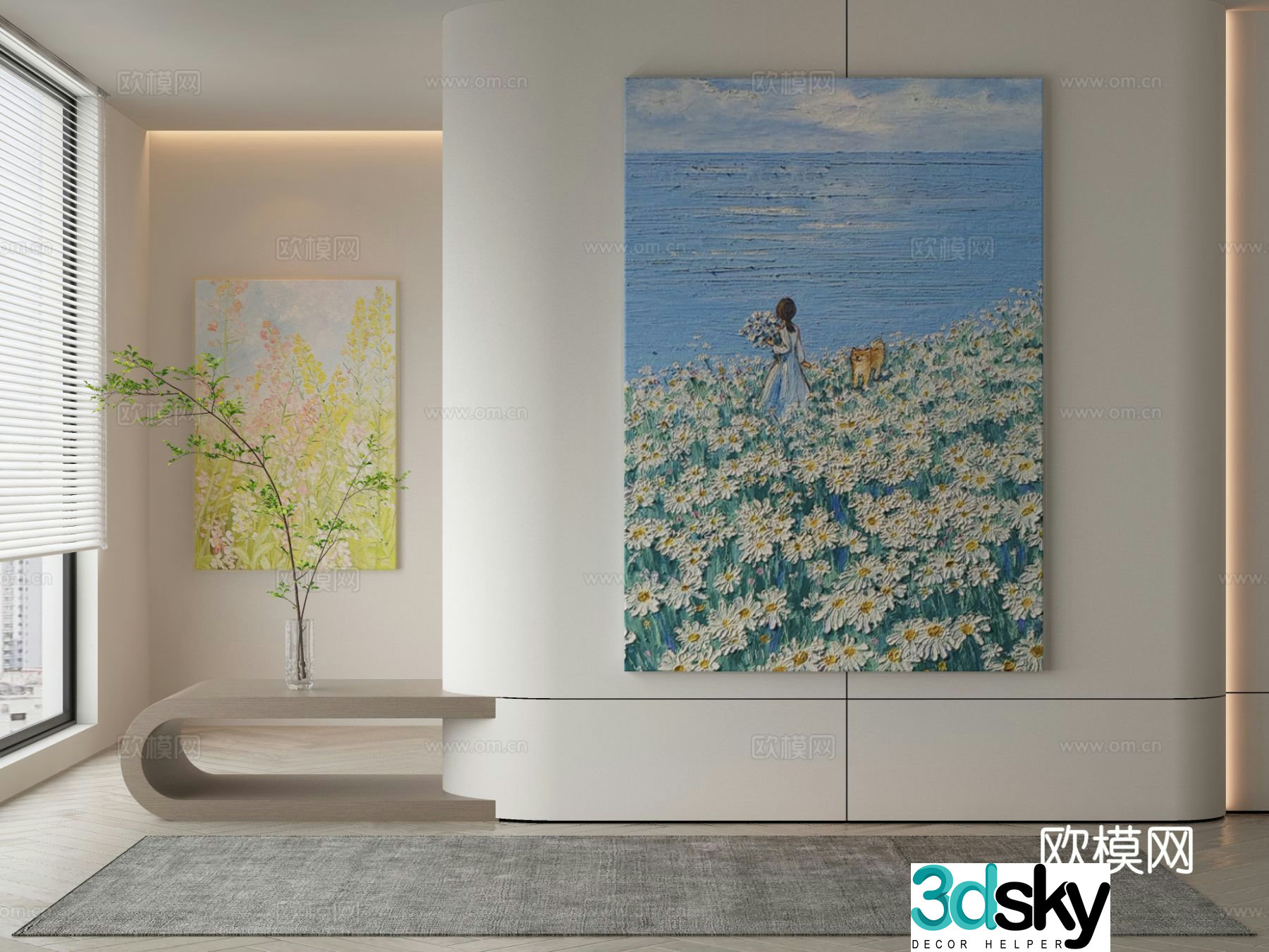 Modern landscape painting decorative painting 3d model