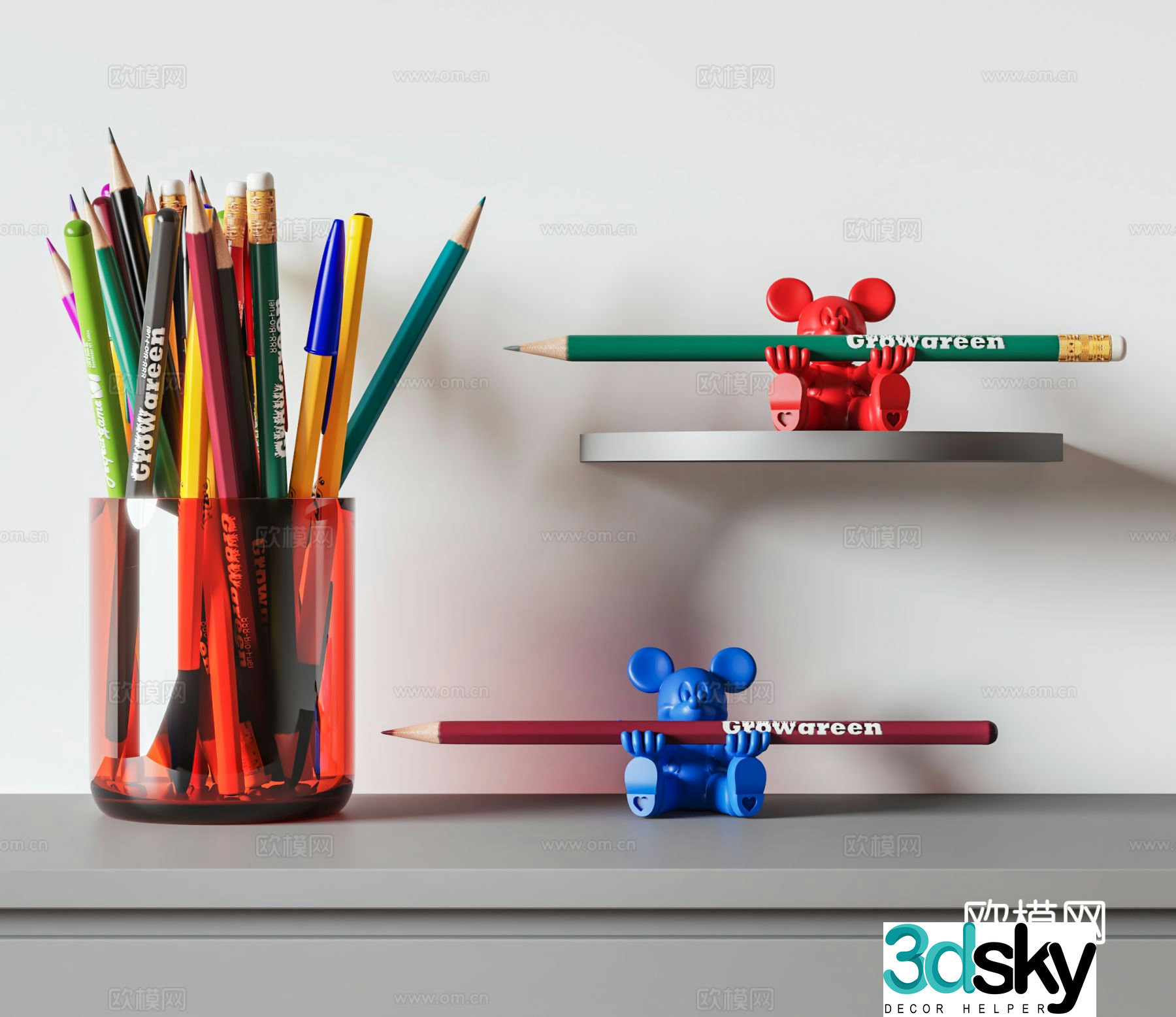 Cartoon pen holder pen holder pencil brush 3d model