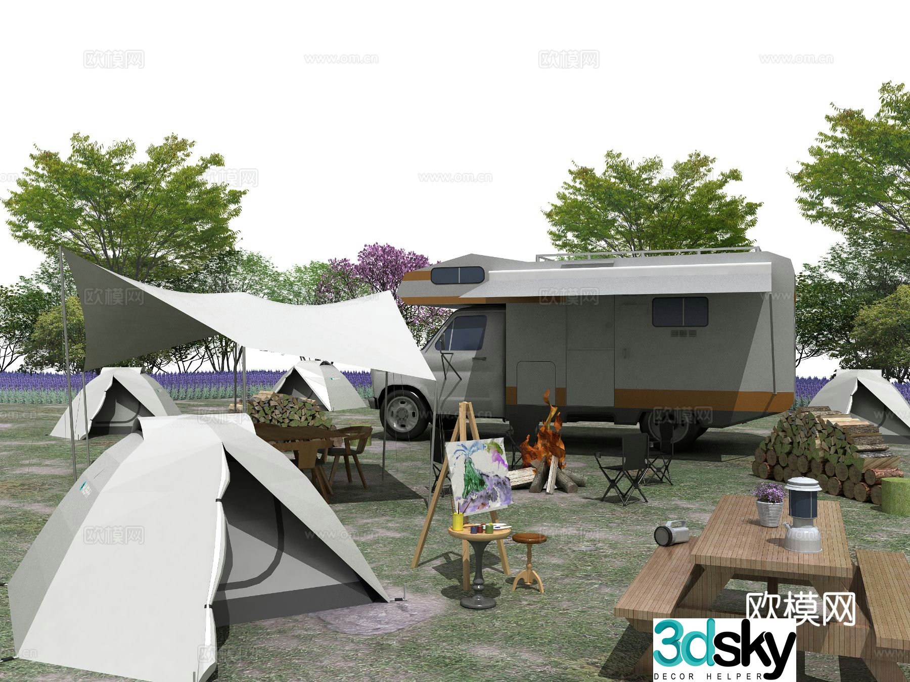 Modern campsite 3d model