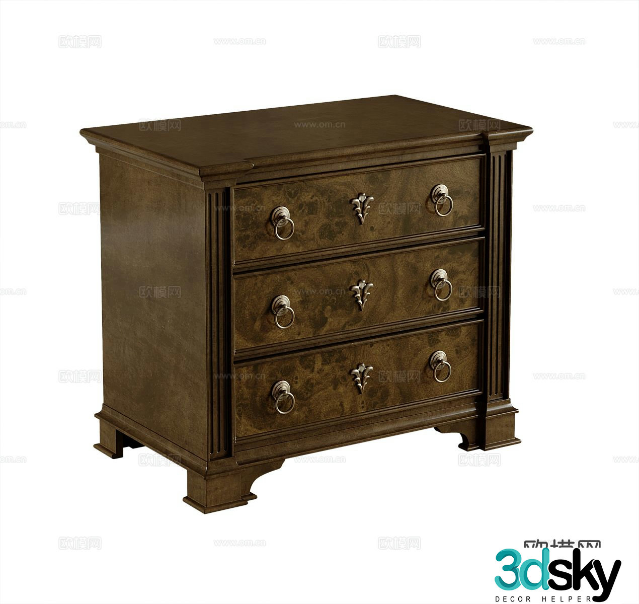 American bedside table 3d model