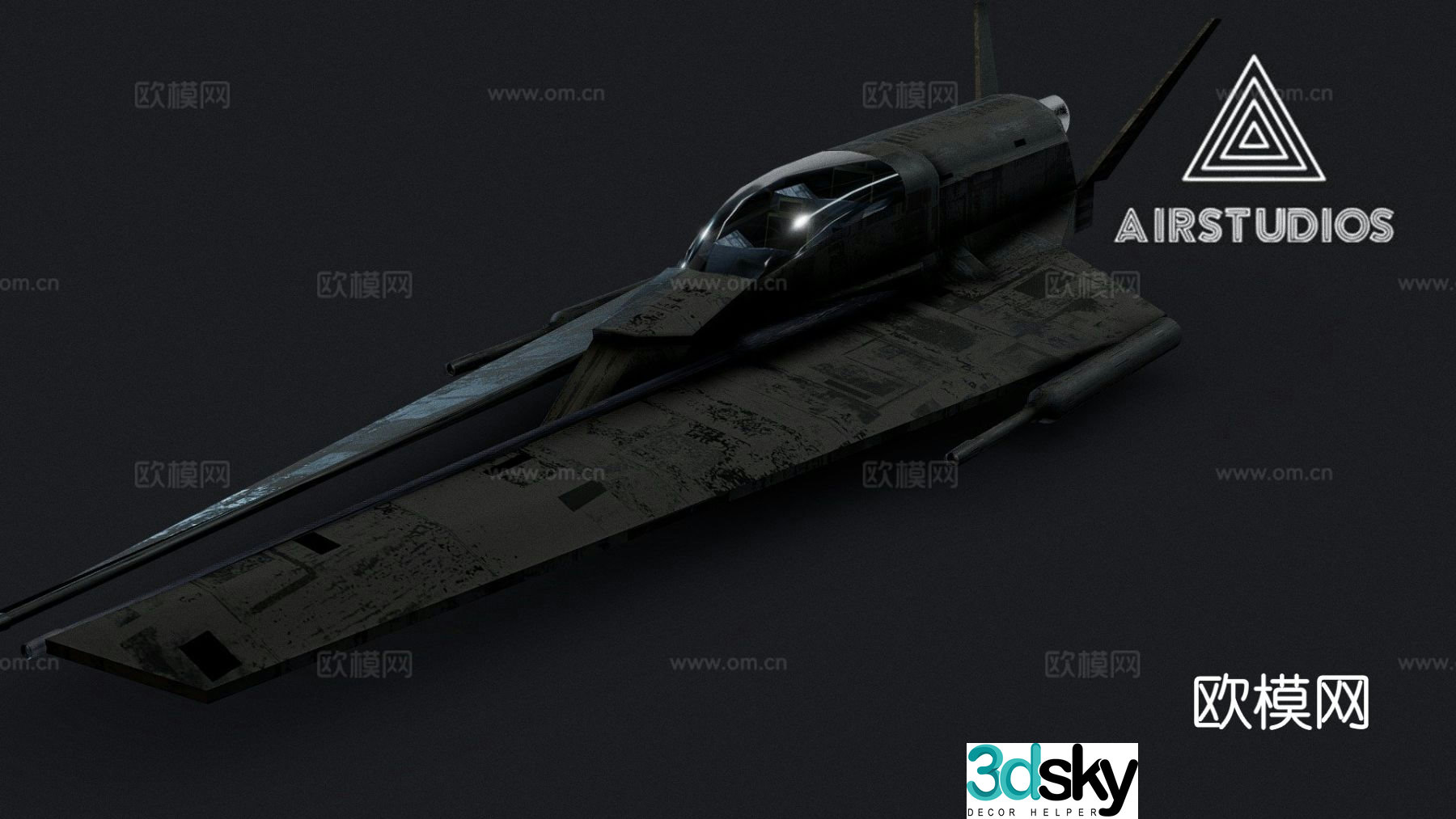 Future sci-fi air force aircraft spaceship 3d model