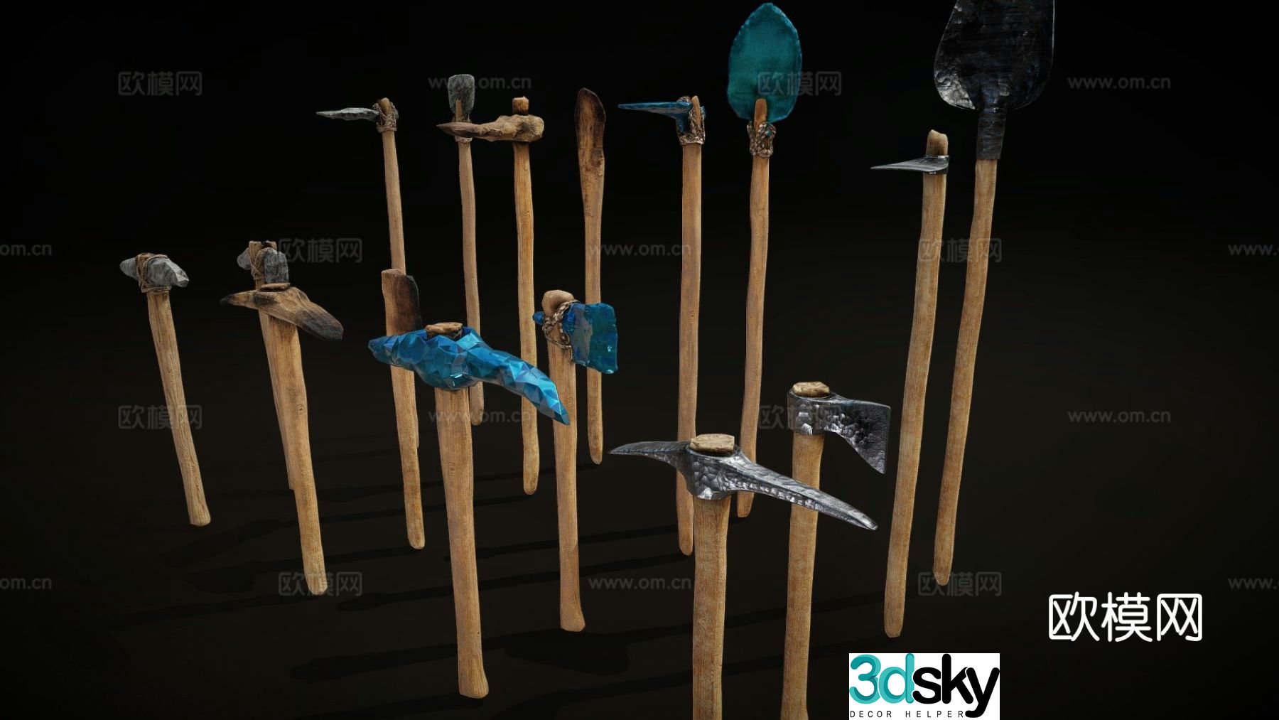 Farm tools ax sickle weapon 3d model
