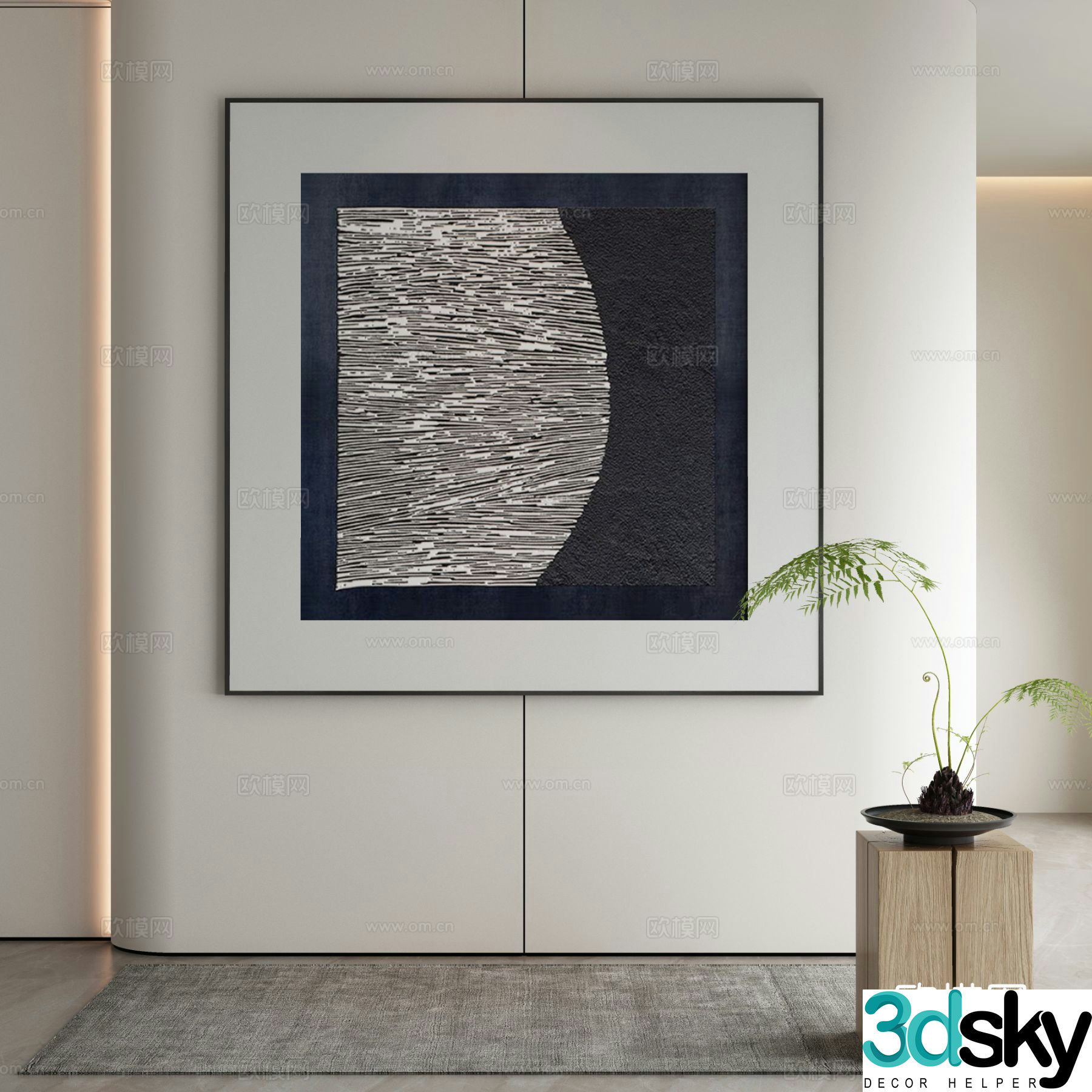 Modern texture painting decorative painting 3d model